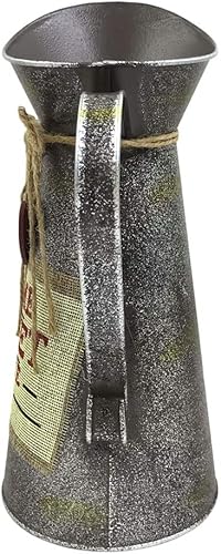 Miniatura 4 de HIDERLYS Regadera rústica galvanizada de 10.8 pulgadas de alto, jarrón vintage con patrón de flores, jarra de campo para sala de estar, cocina,