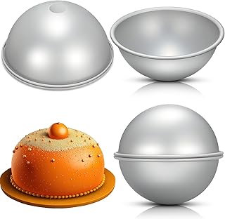 2 Pcs 8 Inch Dome Cake Pan, Sphere Cake Pan, Aluminum Football Molds for Baking Soccer Shaped Half Ball Molds for Birthday Wedding Anniversary DIY Cakes Bakeware Tools, Silver(Classic)