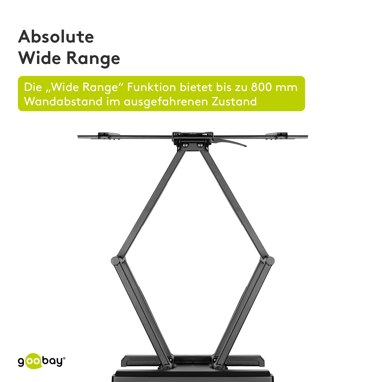 Goobay 49935 Uchwyt ścienny do telewizora Pro Full Motion (L) Wide Range 37" do 70" (94-178 cm), w pełni ruchomy, wychylny/pochylny, 70 kg, Vesa Standard, czarny