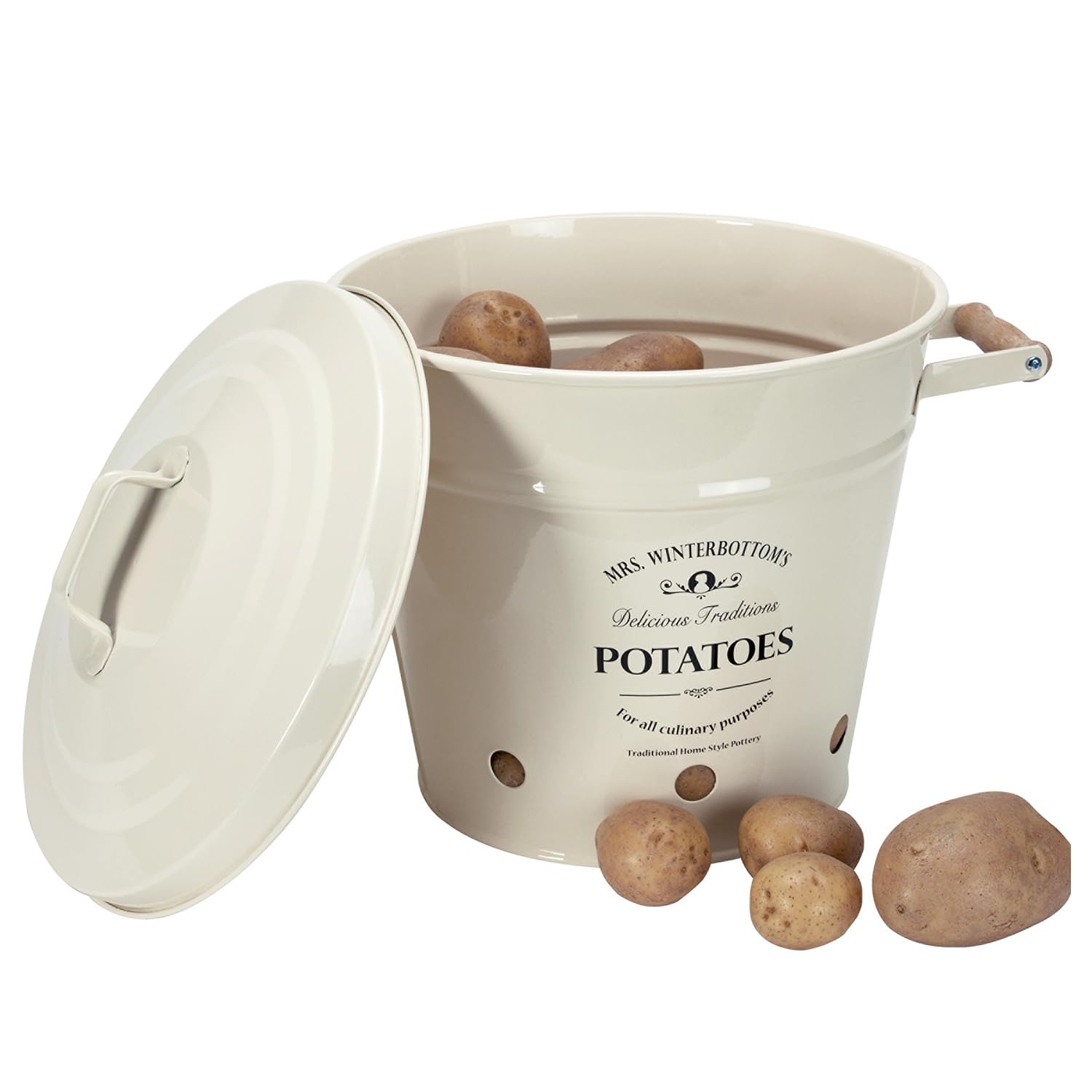 Butlers Zinc potato pail in English design, cream, Mrs
