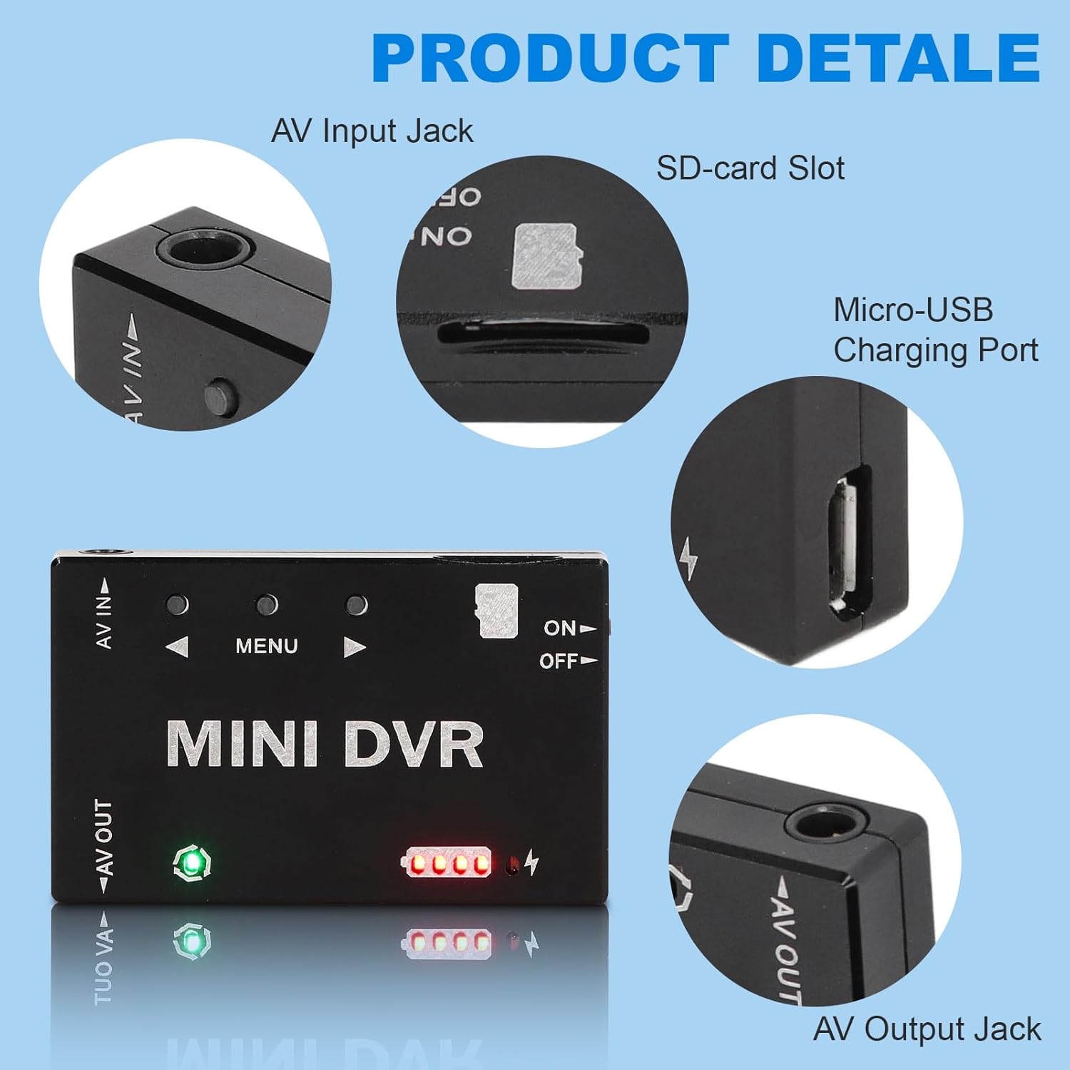 Mini FPV DVR Recorder Module - NTSC/PAL Video & Audio Capture with Built-in Battery & 32GB TF Card Support, Aluminum Shell for Drones & RC Cars