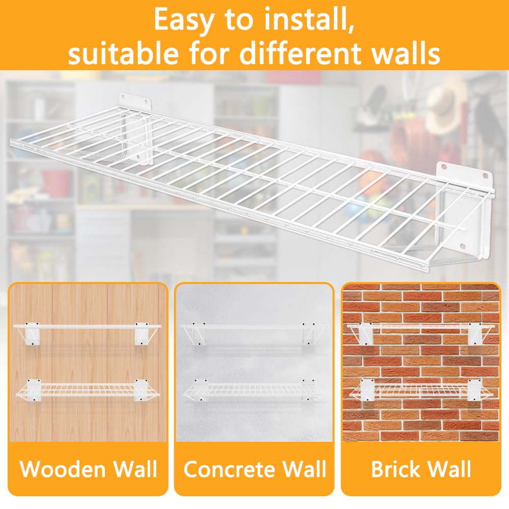 White Metal Wall Shelves - Heavy Duty Storage -5 White Metal Wall Shelves - Heavy Duty Storage -5