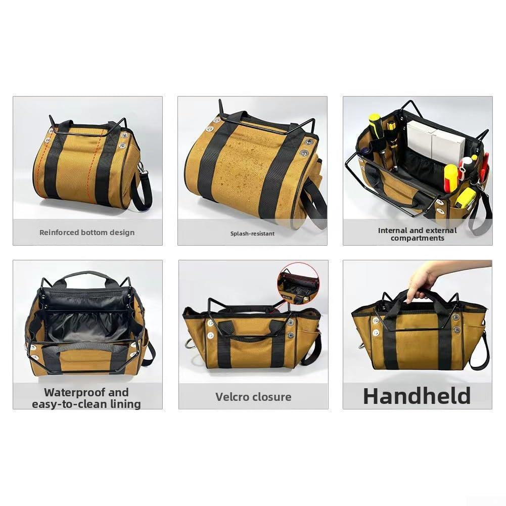 Sac à outils robuste en tissu Oxford 1200D imperméable – Design échelle de fermeture – Solution de rangement spacieuse pour entrepreneurs – Plateau fourre-tout portable