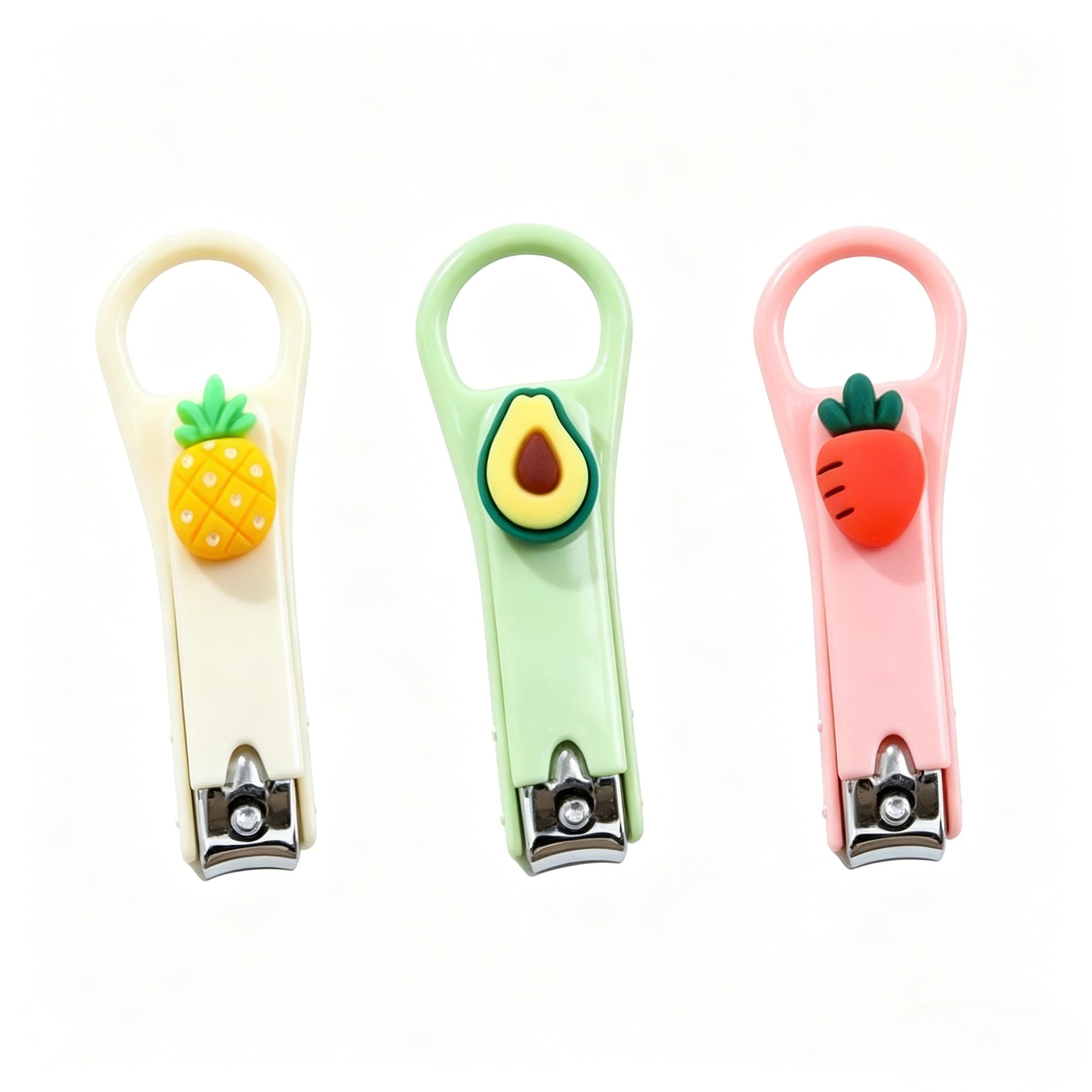 Kids Nail Clipper Set,QIANSSE 3Pcs Cute Cartoon Nail Clippers for Children Girls Women Safe and Easy Nail Care
