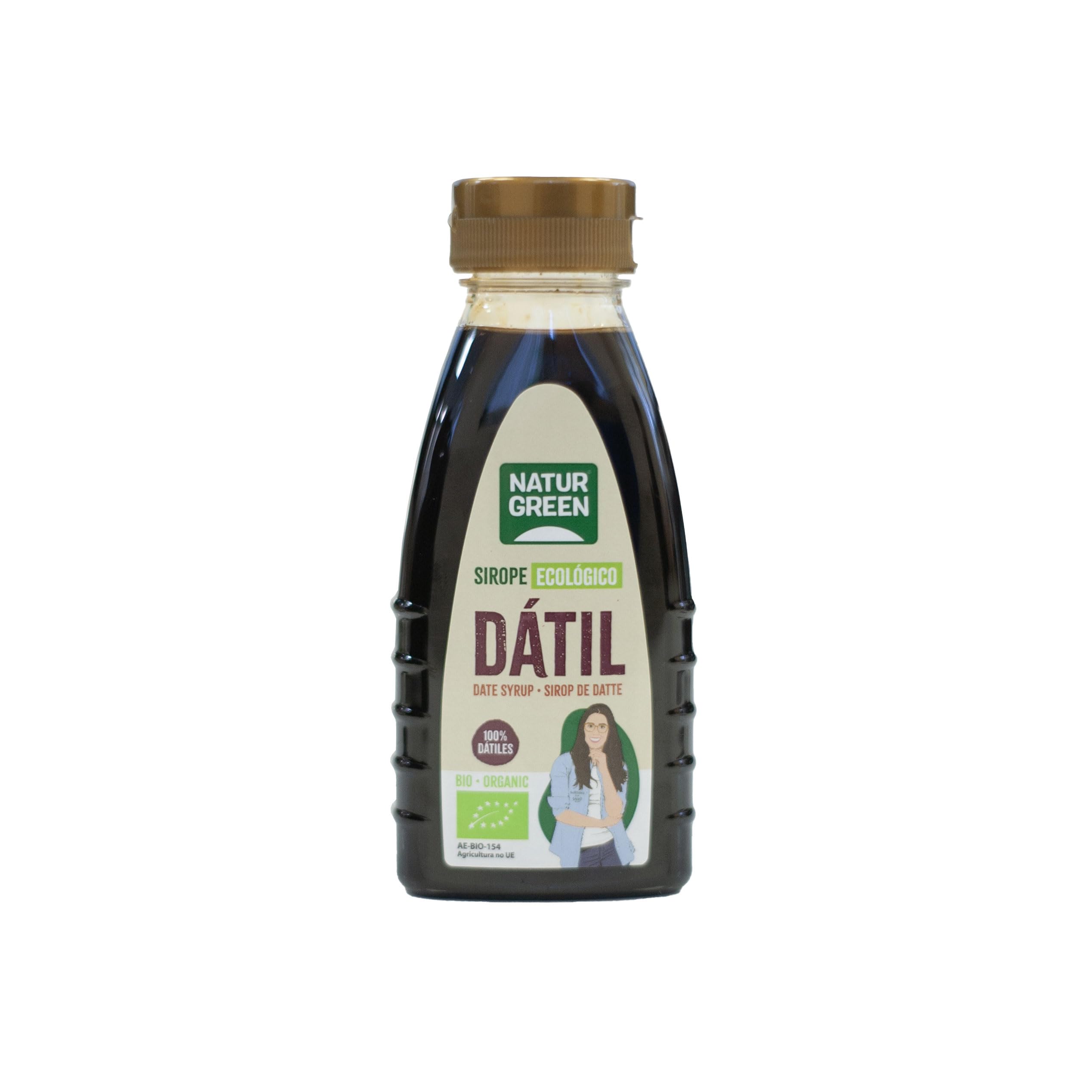 NaturGreen - Sirope de Dátil Ecológico, Pack 12 x 250 g, 100% Natural, Sin Gluten, Sin Lactosa, Sin Azúcares Añadidos, Ideal para Cocina, Endulzante Natural