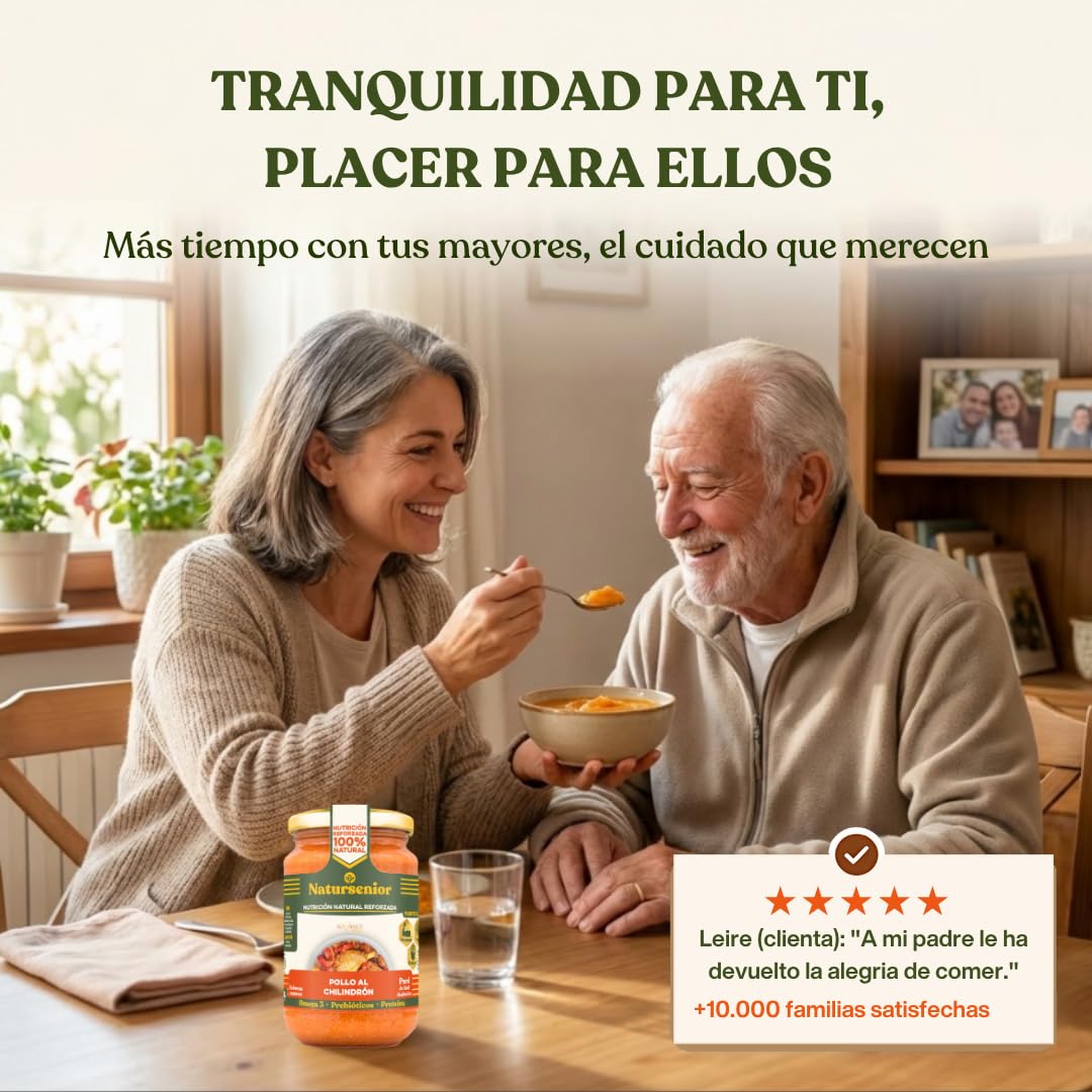 Natursenior - Comida Triturada para Personas Mayores - Pack Puré Pollo al Chilindrón - 100% Natural, Omega 3, Fibra, Proteína - 6 uds x 340g