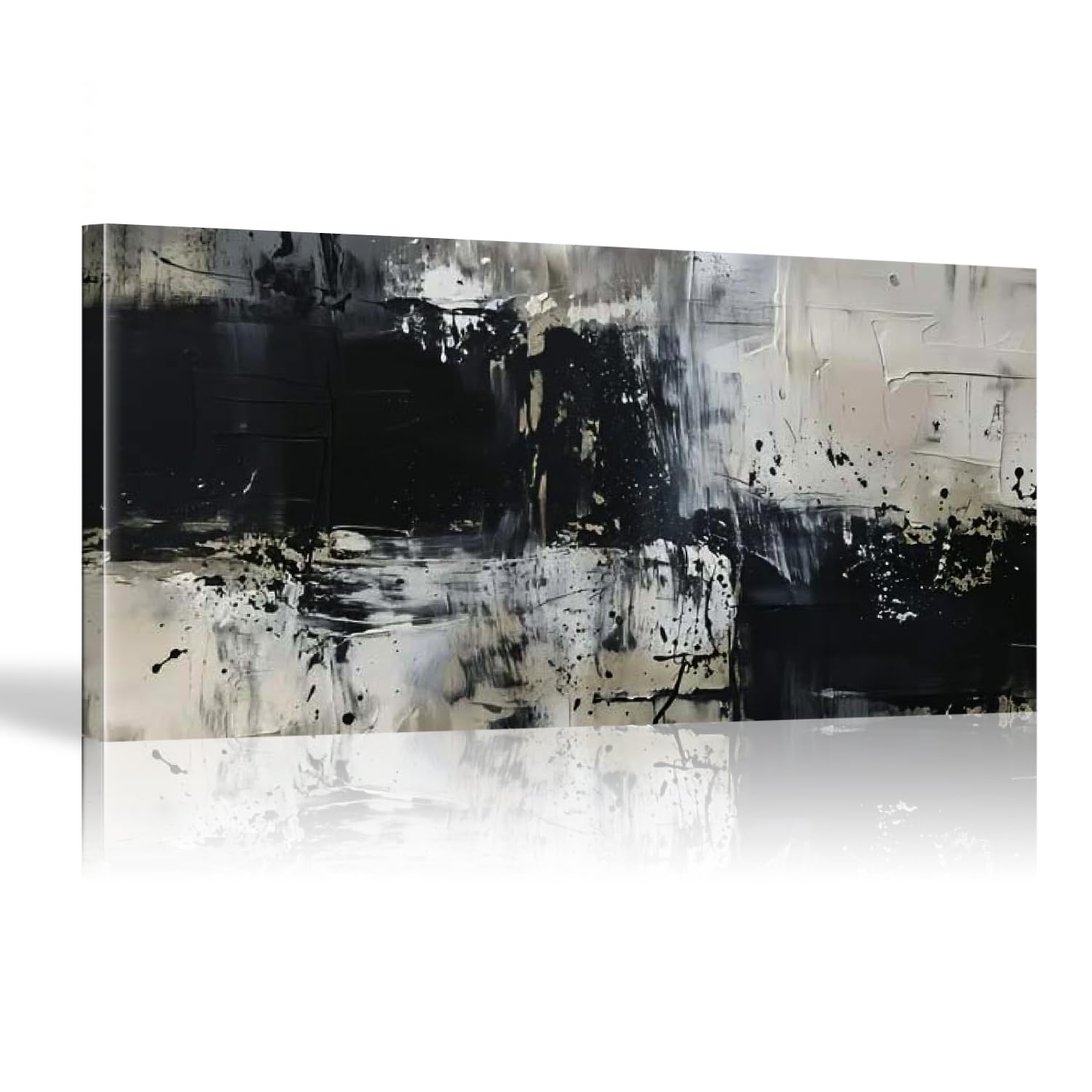 18meng Art Abstrakt Bilder auf Leinwand 200x100 cm Leinwandbild Schwarz Weiß Groß XXL Wanddeko Bild Schlafzimmer Küche Wandbilder Dekoration Wohnzimmer Canvas Design Wand Kunstdruck Ohne Rahmen