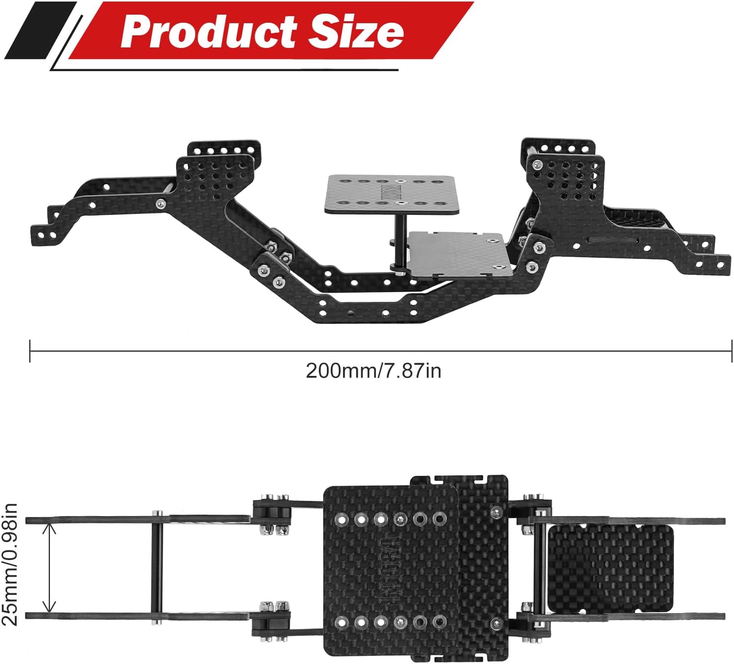 INJORA LCG Carbon Fiber Chassis Kit with Rock Sliders Side Pedal for 1/18 RC Crawler Redcat Ascent-18 Upgrade