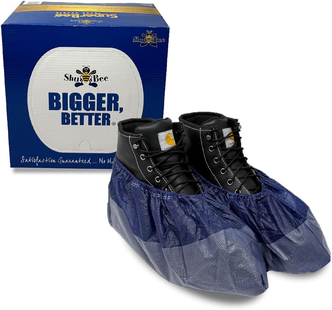 ShuBee® SuperBee® Shoe & Boot Covers, Disposable, Tough Tread® Technology, Skid-Resistant, Durable, Floor Protection–40 Pair