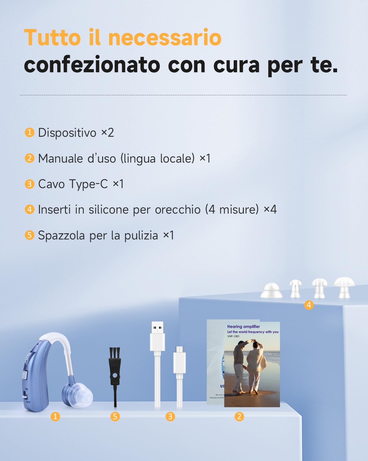 Britzgo Dispositivo ricaricabile con doppia modalità, 40 ore di ascolto chiaro, gancio morbido TPE (1, blue)