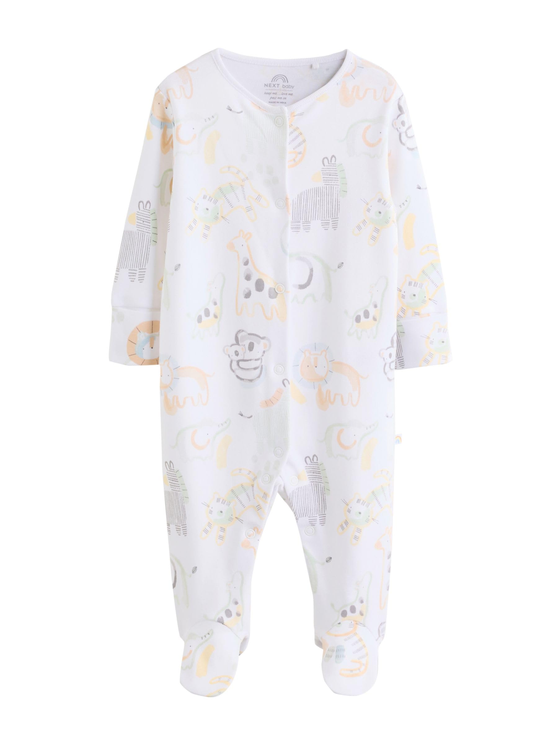 NEXT Unisex Bambino Confezione da 3 Tutine Bebè | Neonato, Standard, Mid Rise, Button, 100% cotone