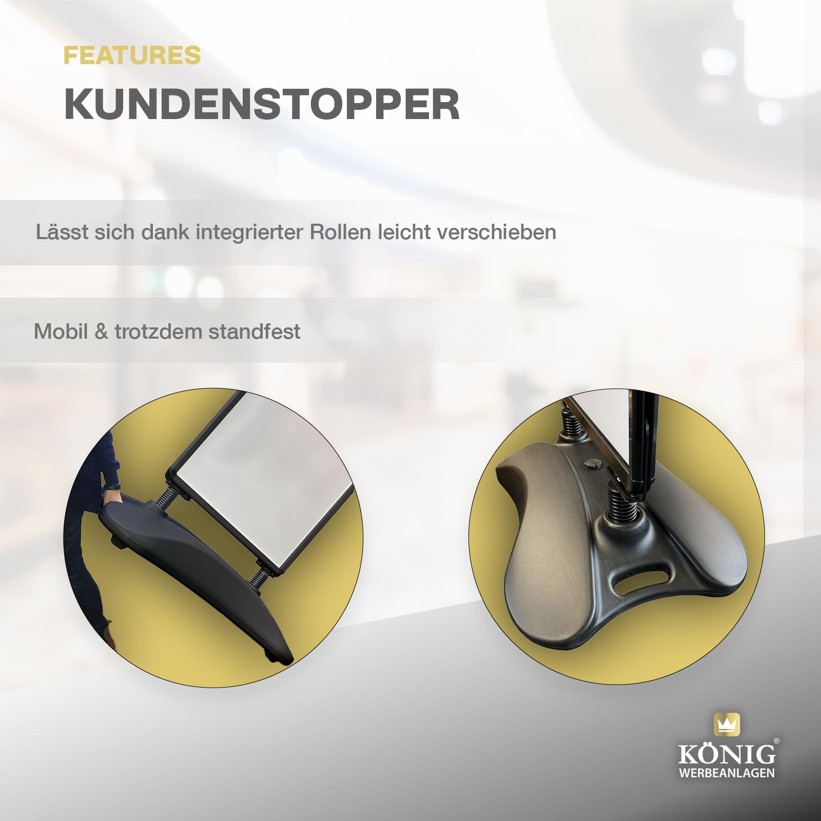 Dreifke Kundenstopper Keitum Wind Line DIN A1 | beidseitig für 2 Plakate | stabiler Fuß für sicheren Stand bei Wind und Wetter | entspiegelte Schutzscheiben | Plakatständer Aufsteller (Schwarz)