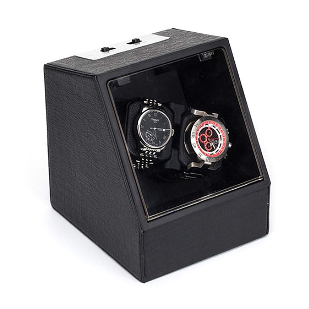 CGCSYZ Watch Winder 2 Mechanical Watches, Quiet Motor Battery Powered and AC Power Double Automatic Winding Box (D)