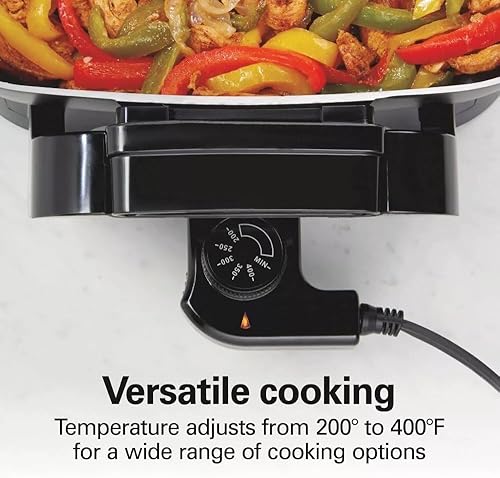Miniatura 4 de Hamilton-Beach - Sartén eléctrica antiadherente reversible de cerámica de 20.5 pulgadas, gran superficie de cocción, control de temperatura