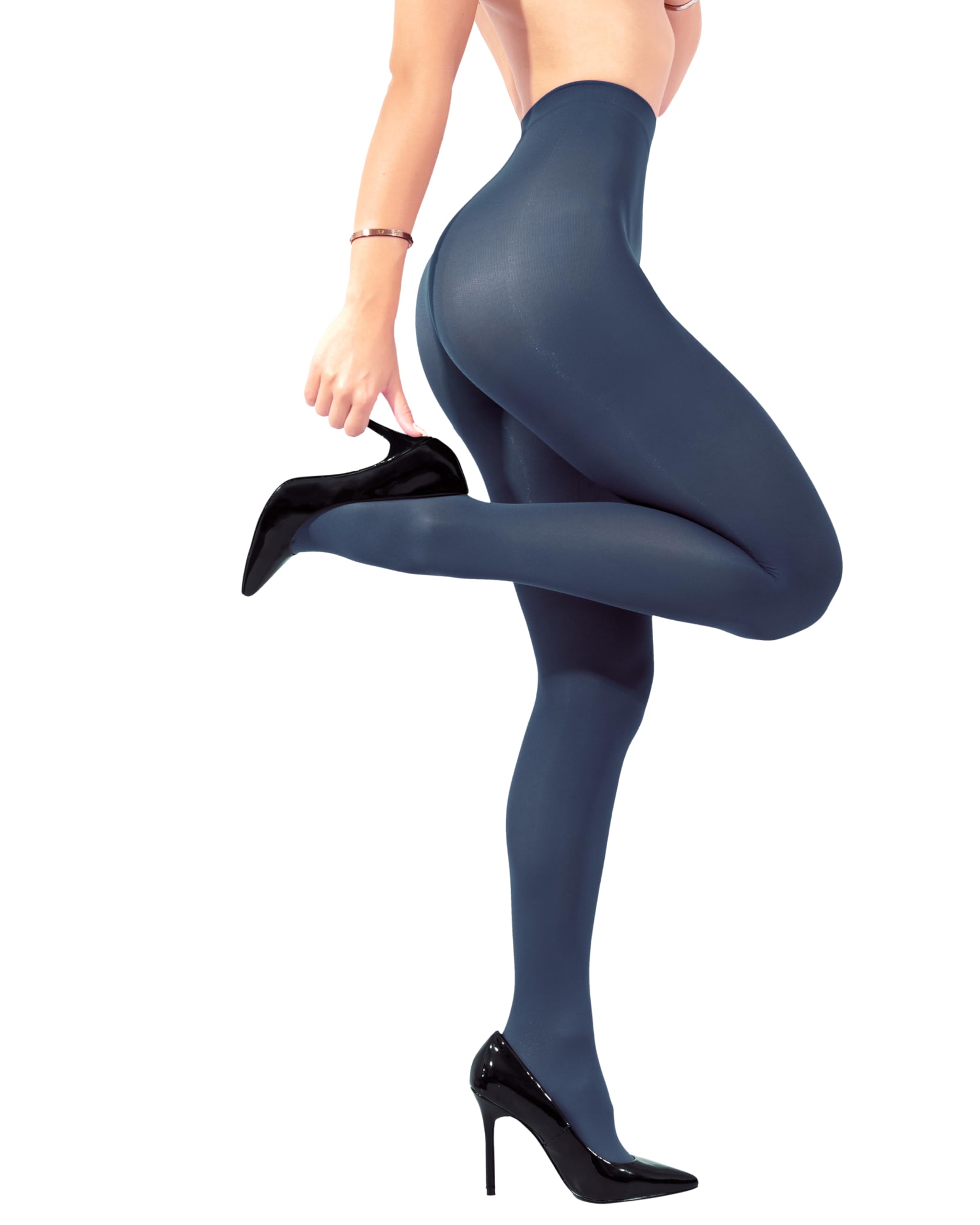 sofsy 40 Denier Opaque Pantyhose for Women, Soft and Comfortable Ladies Hosiery with Reinforced Toe Indigo Tights - S