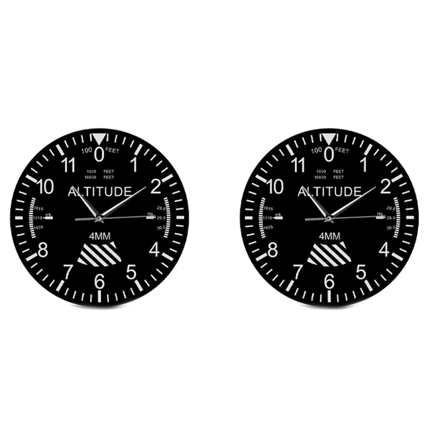 Hndhbfgrt 2X Altimeter Wall Clock Tracking Pilot Air Plane Altitude Measurement Modern Wall Watch Classic Instrument Home Decor