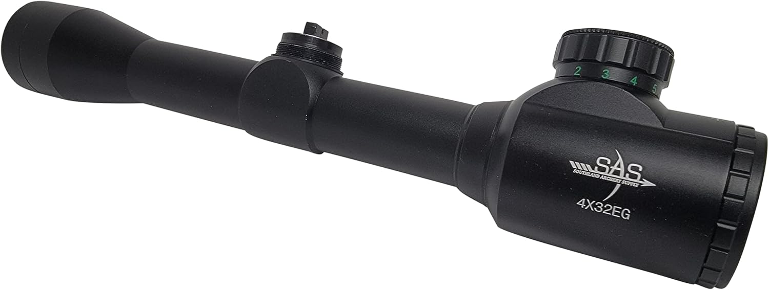 SAS 4x32 Illuminated Hunting Crossbow/Rifle Scope 1" Tube and Rangefinder Reticle with 7/8" Rings EG (4x32 Illuminated)