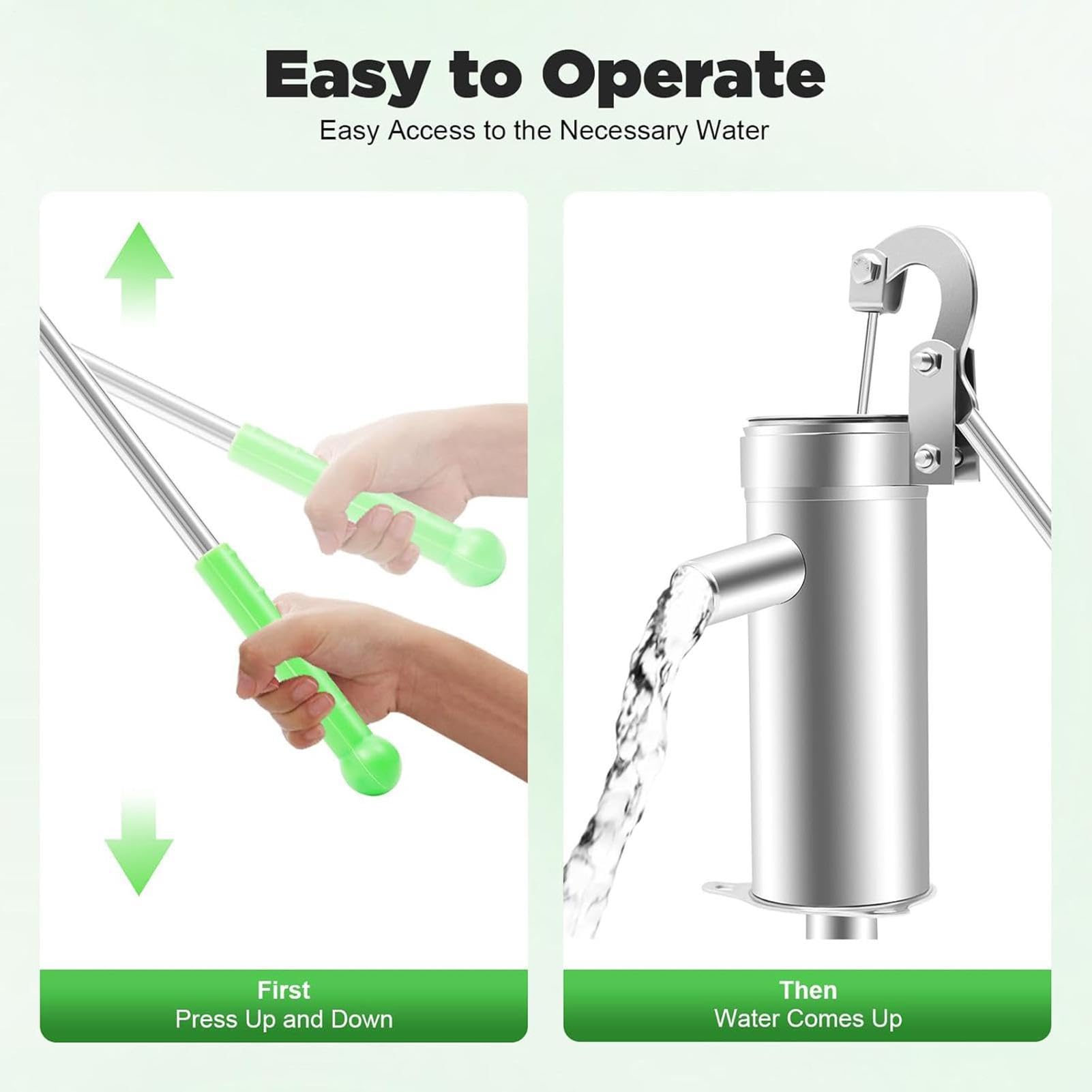 Pompa A Mano Per Pozzo Manuale A Stantuffo Pitcher Per Acqua | Pompa Idraulica Manuale per Pozzo per Irrigazione Giardino Casa Fattoria Cortile