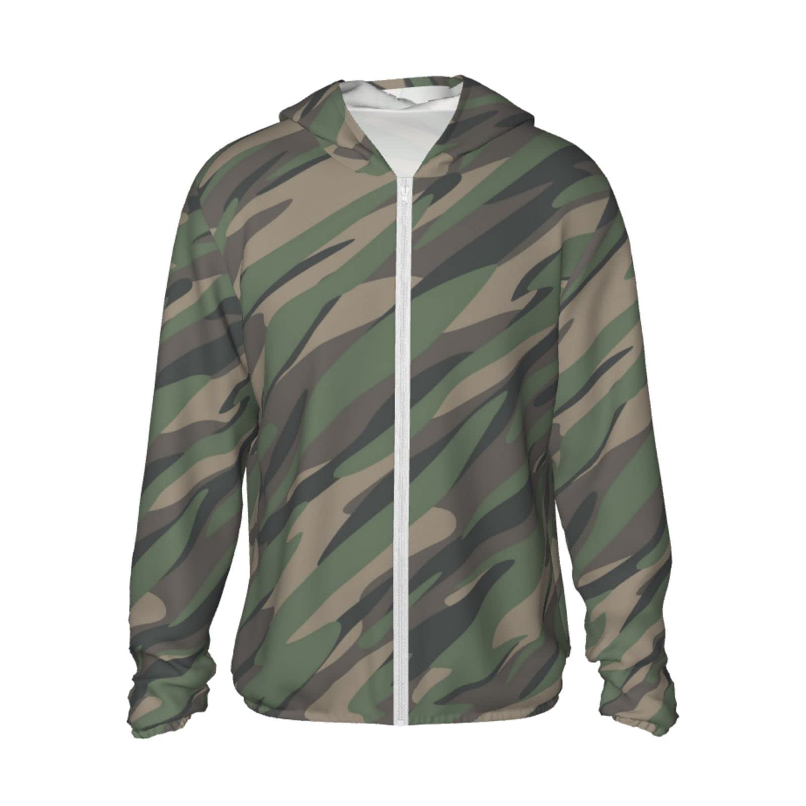 errtavt Camouflage Green Camo Sun Protection Hoodie Women's Long Sleeve Uv Shirts Jacket Hooded for Hiking Outdoor Small