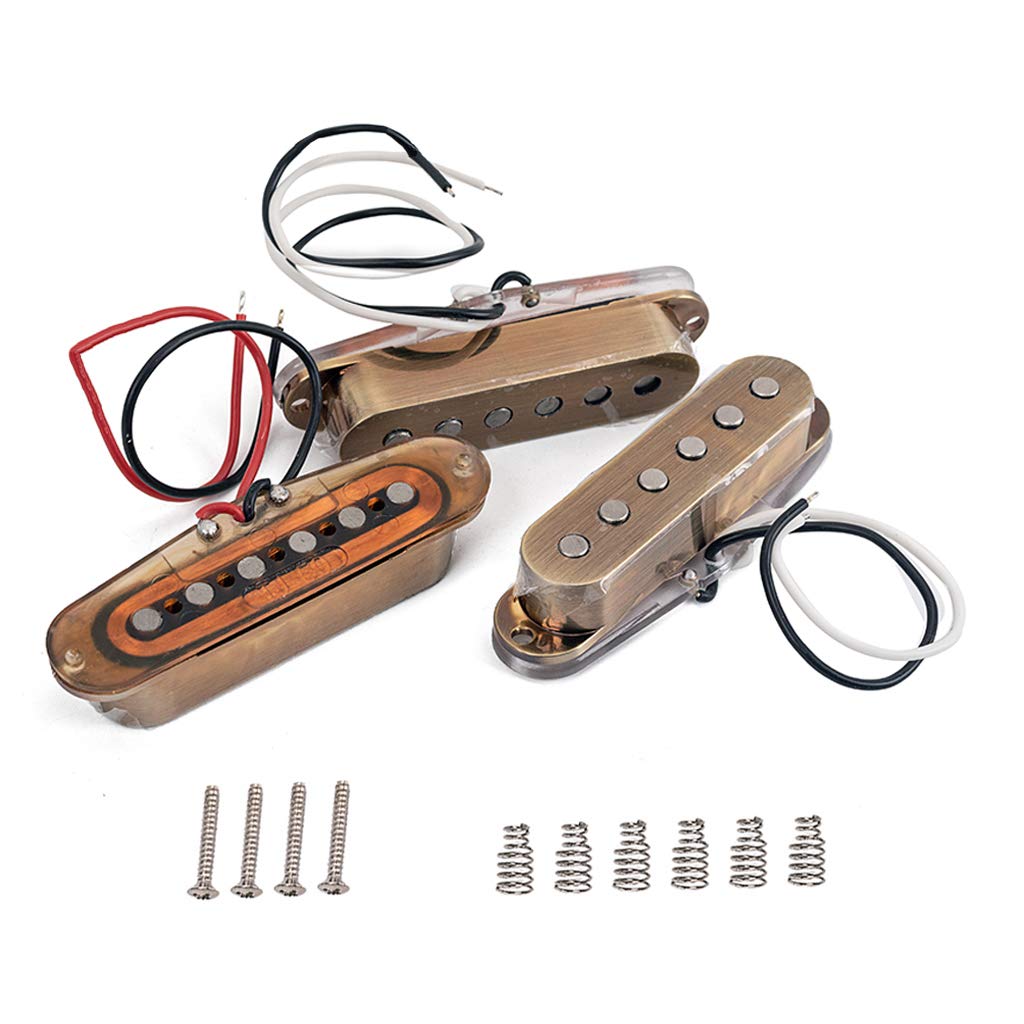 Alnicov - Pickup per chitarra, set di pickup a bobina singola, configurazione single coil SSS, accessori per chitarra in stile strato, colore bronzo
