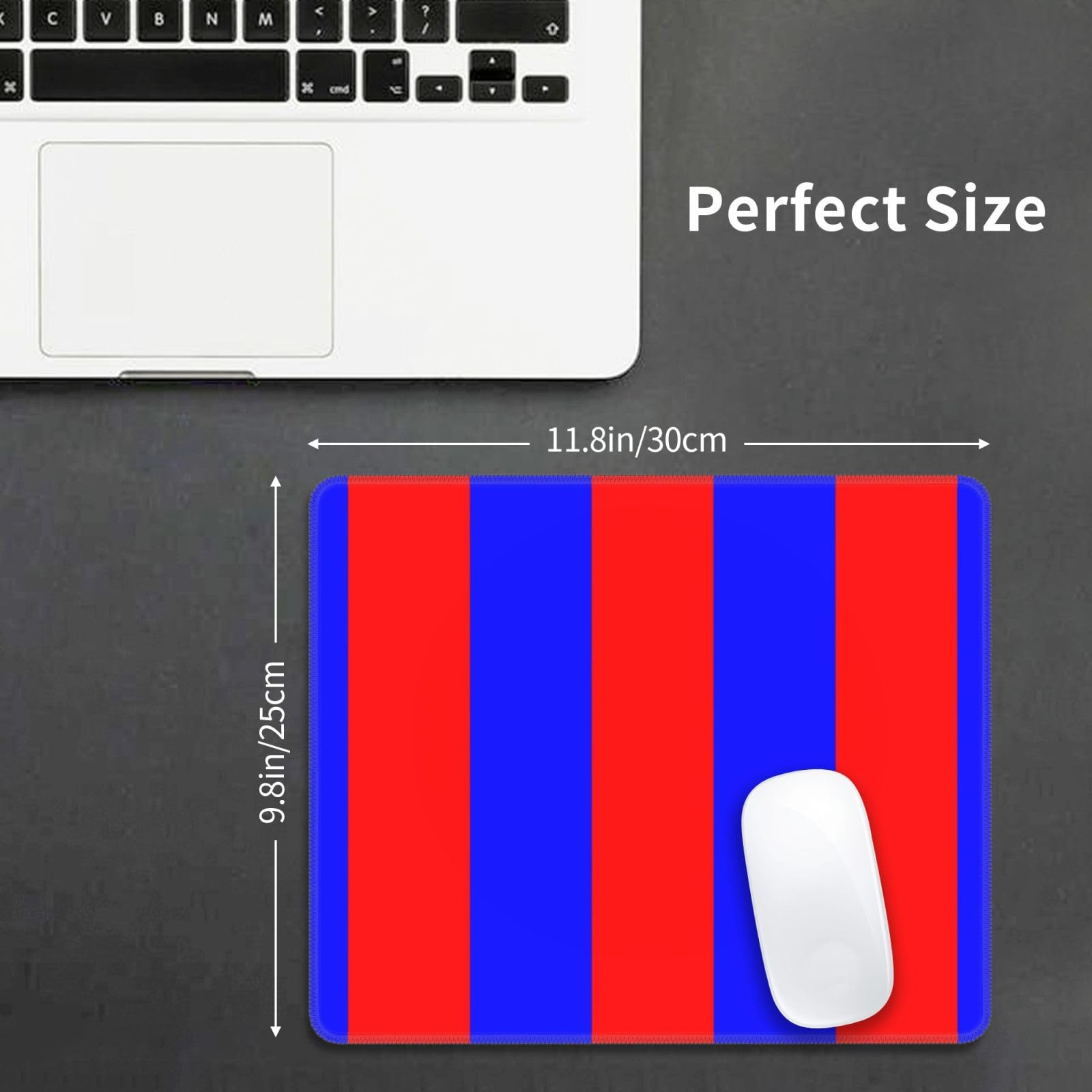 Tappetino Mouse Rotondo Sportivo 20 Cm | Design Calcio Rosso E Blu | Base In Gomma Antiscivolo | Per Computer E Laptop | Regalo Per Tifosi