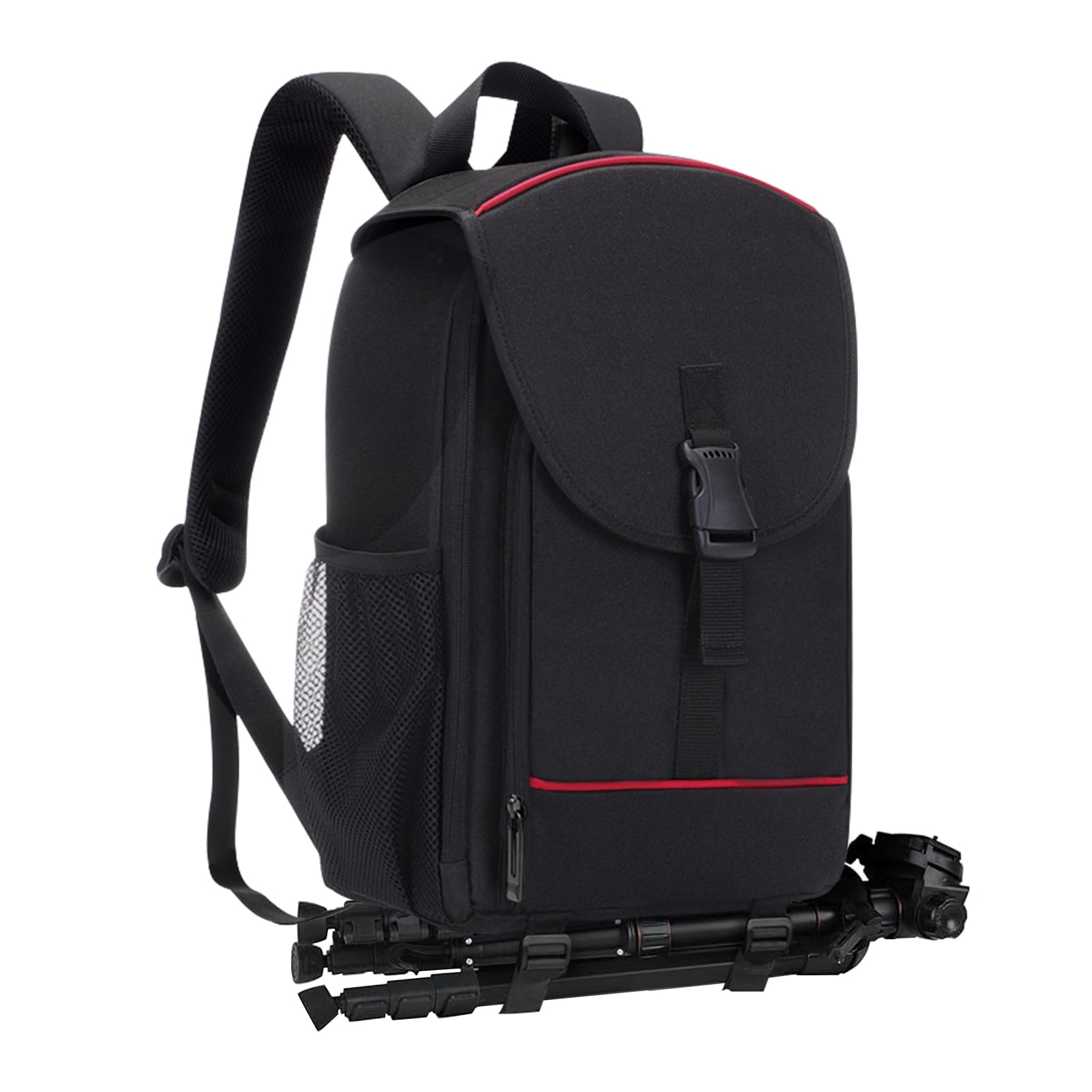 Kamerarucksack Klein, Fotorucksack für DSLR, SLR, Spiegelreflexkamera und spiegellose Kamera, Kamera Rucksack 35 x 25 x 18 cm mit schwarzer Regenhülle, Stativriemen unten, Schwarz