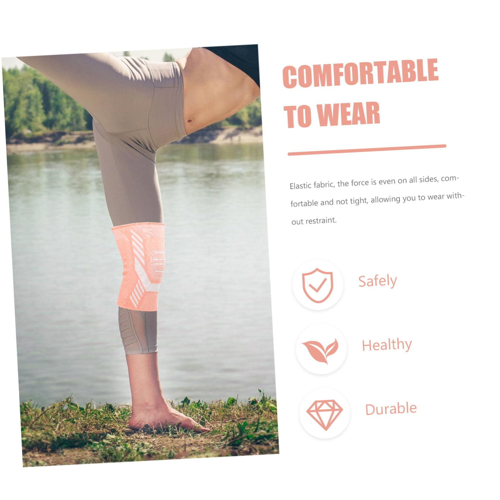 GARVALON 1pair Sports Knee Brace Stretchy Wear-resistant Support Sleeve for Joint Comfortable Fit for Running and Daily Activities
