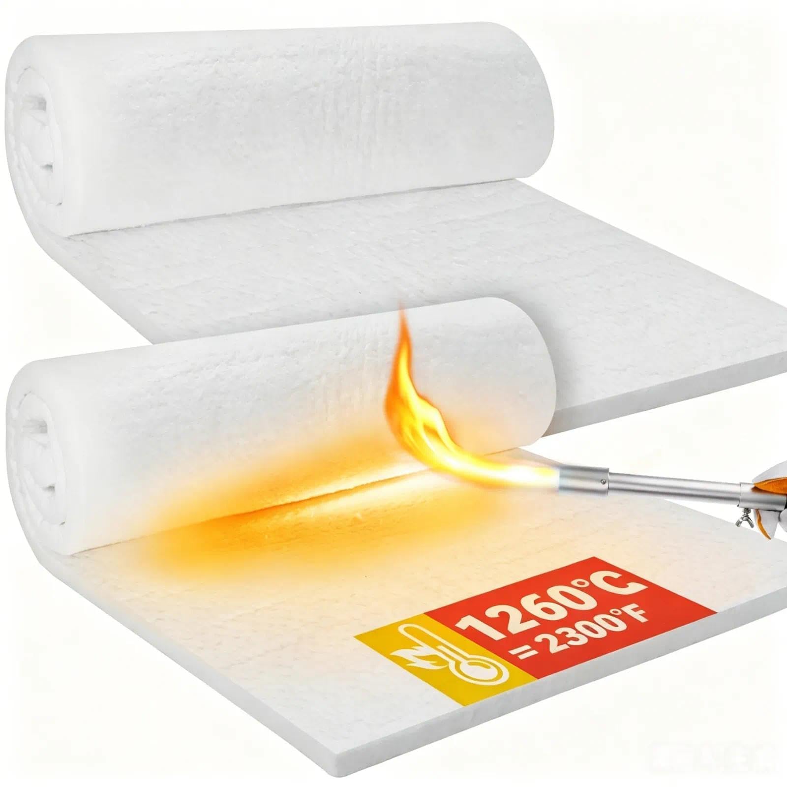 Lot de 2 tapis isolants en fibre de céramique - 610 x 400 x 25 mm -