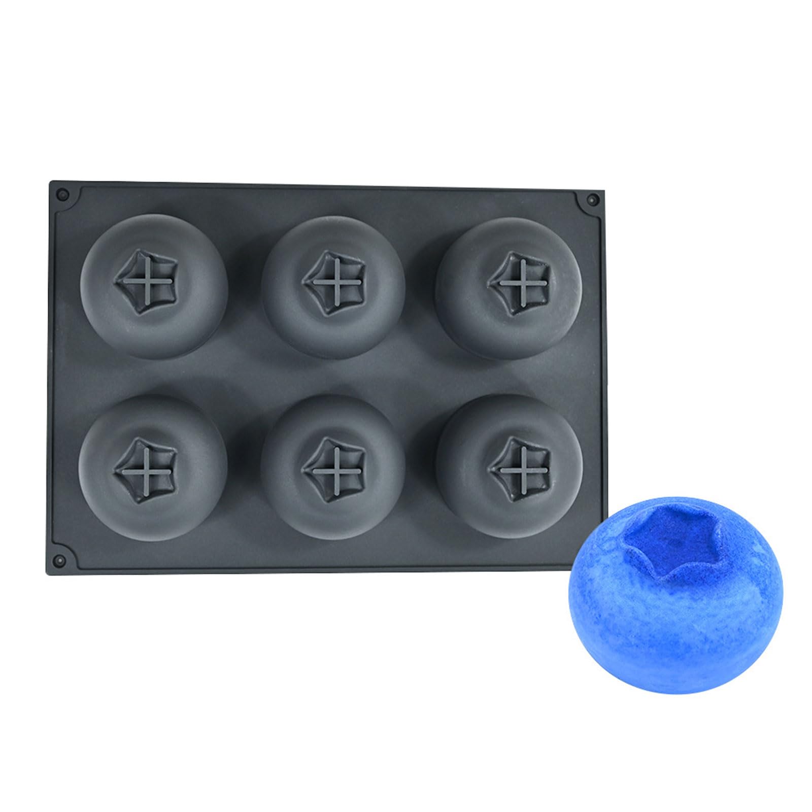 ordinarYone 6 Cavity Blueberry Shape Mousses Cake Silicone For Baking Dessert And Icecream With Easy Demolding For Home Use