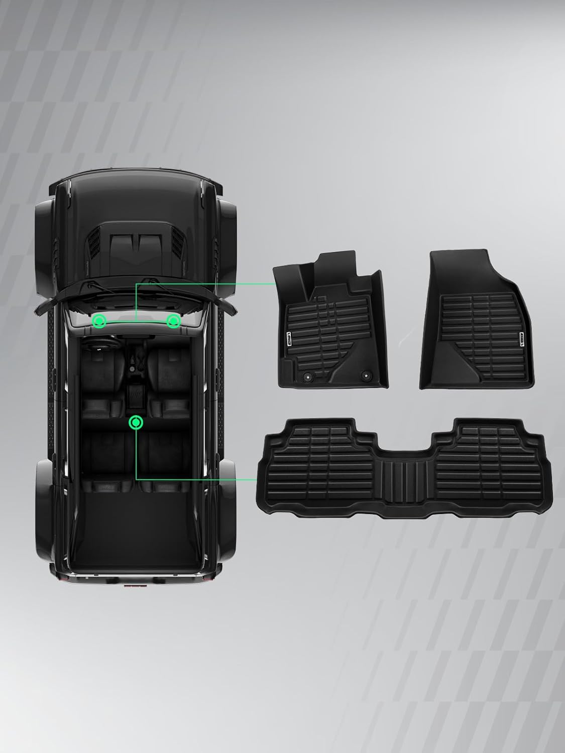 YHTAUTO Floor Mats Fit 2008-2013 Toyota Highlander(Not Hybrid), TPE Floor Liners All-Weather Protection Custom Fit, 1st & 2nd Row, Set of 3 Black - Image 11