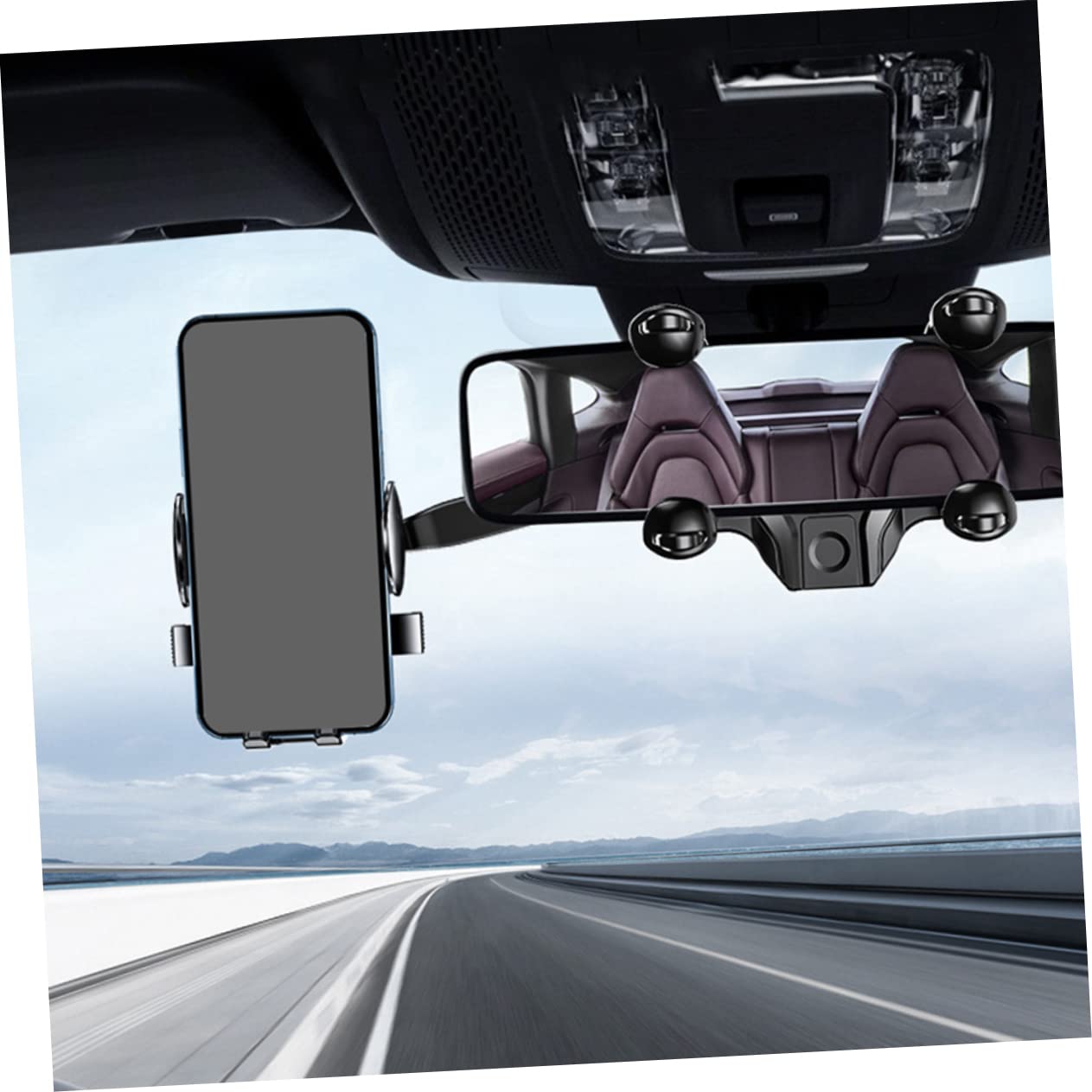Supporto Telefono Auto Specchietto Retrovisore Girevole per Navigatori e Video Clip per Smartphone Angolo per Sicura