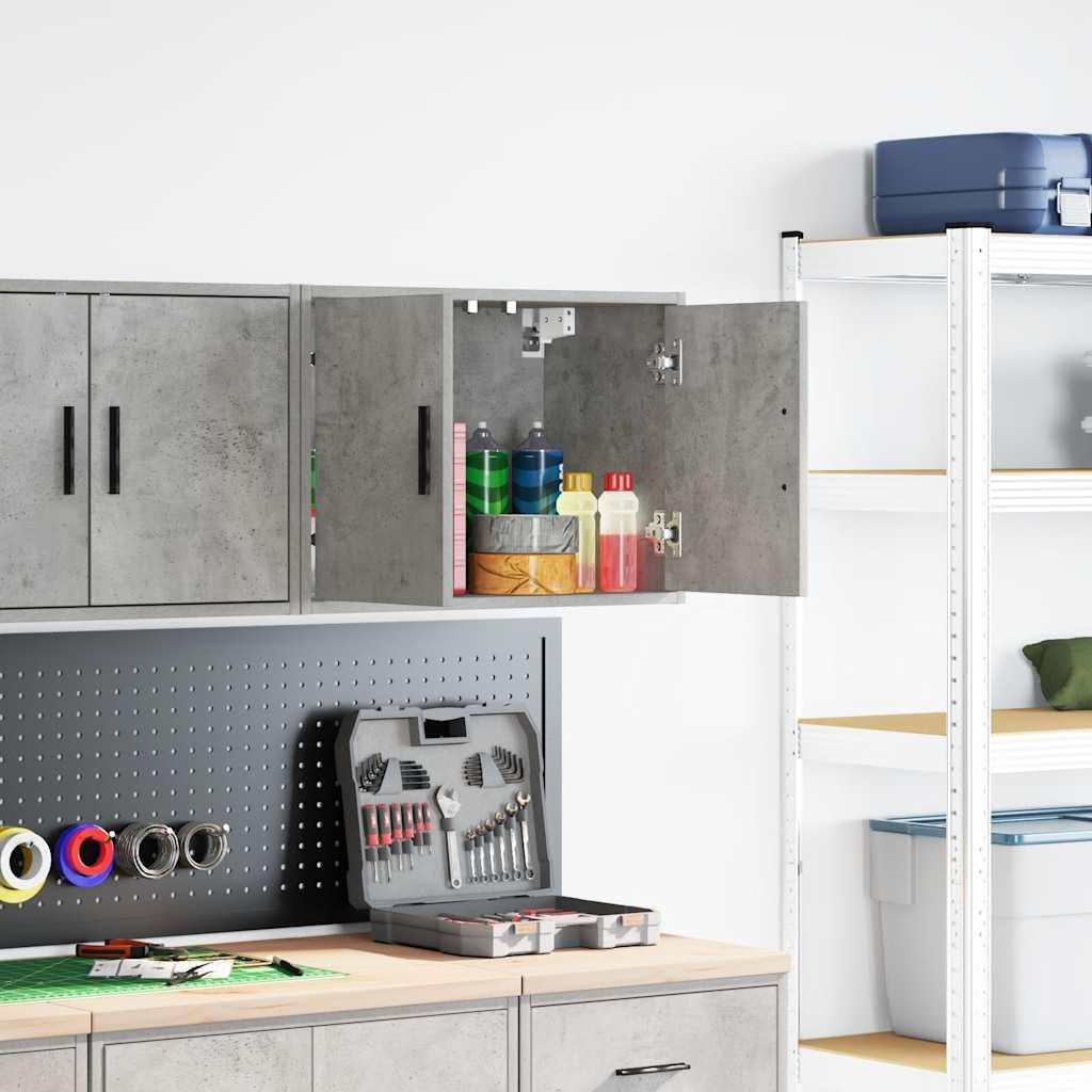 vidaXL Pensile per Garage Grigio Cemento in Legno Multistrato