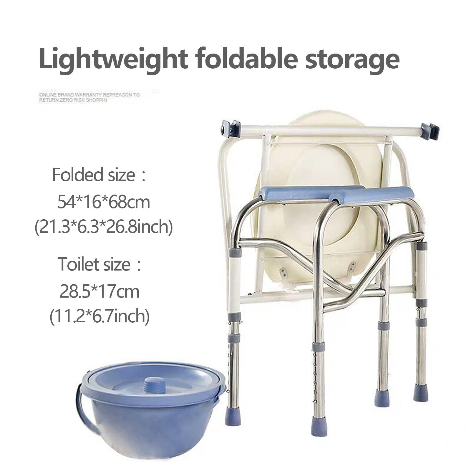 Składane krzesło toaletowe z regulacją wysokości ze zdejmowaną patelnią dla seniorów do 150 kg