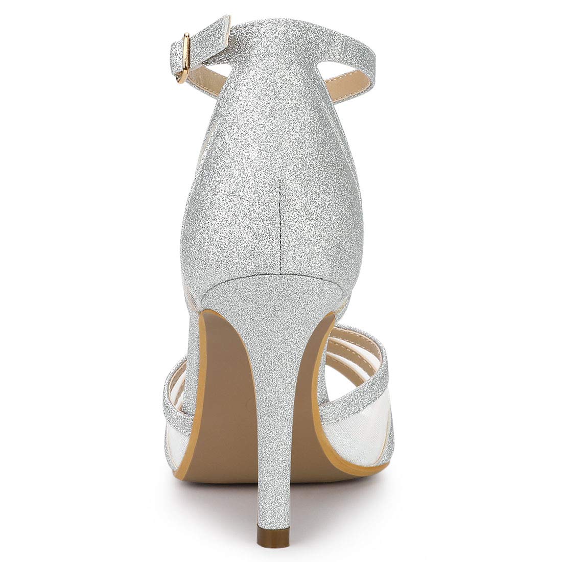 Allegra K Damen Glitzer Knöchelriemen Stiletto Heels Sandalen