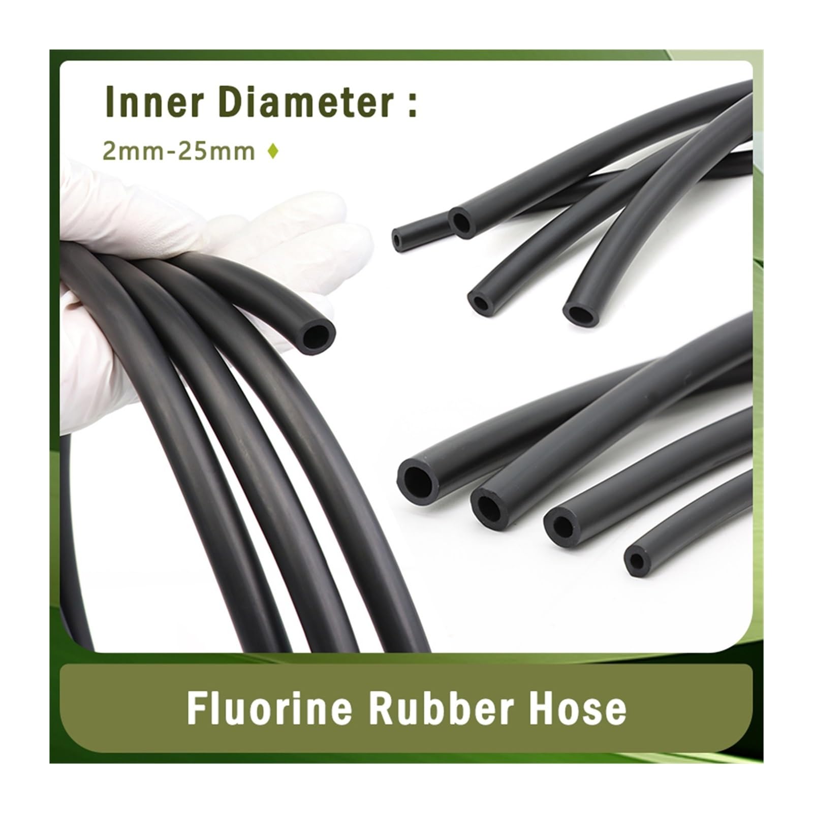 Tubo caucho flúor 2-25mm resistente calor ácidos | Resistente a ácidos, bases y altas temperaturas for fluidos químicos(10 METERS_ID 4MM X OD 7MM)