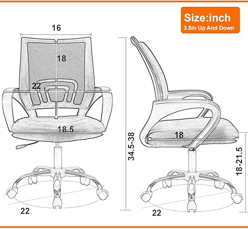 Miniatura 3 de Silla ergonómica de oficina, silla de escritorio para el hogar, silla de computadora de malla para juegos, con respaldo lumbar, apoyabrazos,