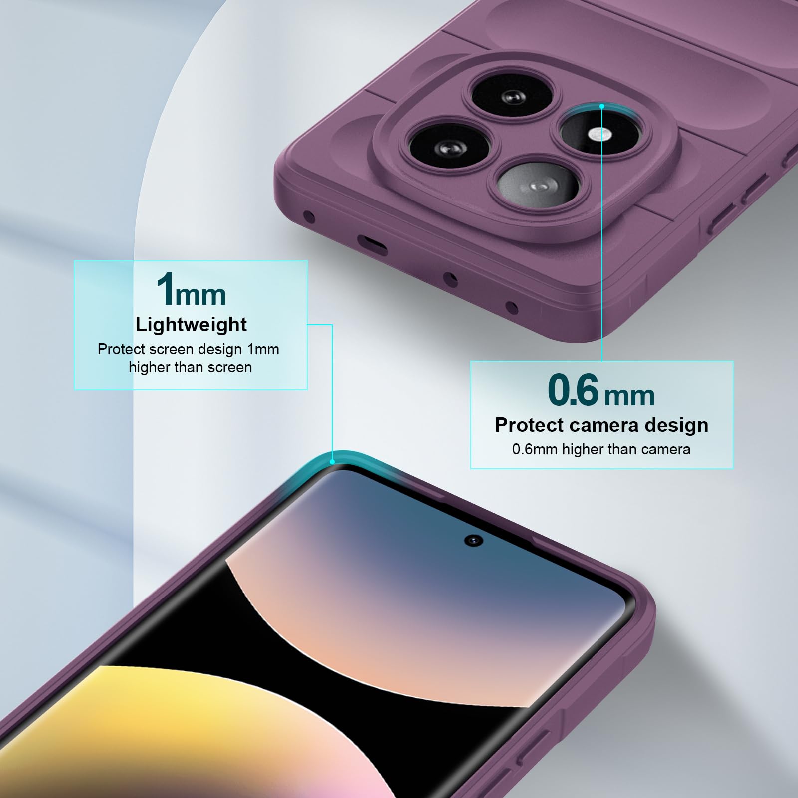 Funda compatible con Xiaomi Redmi Note 14 Pro 5G/Poco X7 5G, resistente a los golpes, patrón ondulado resistente a los arañazos, forro de microfibra suave, protección integral con protección — view 4