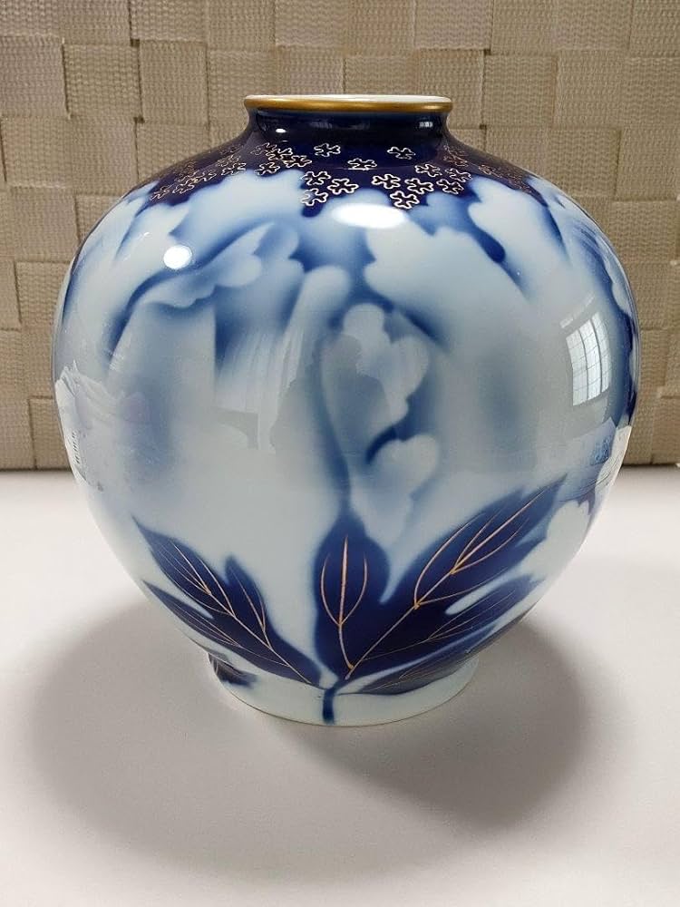 深川製磁 牡丹 冠付 花生 花瓶 箱付き 深川製磁 牡丹 冠付 11号 花生 花瓶