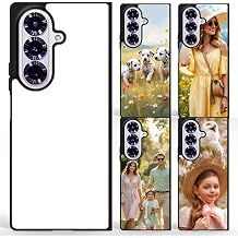 5 Pieces Sublimation Blank Case Compatible for Samsung Galaxy Z Fold7,Soft Black Rubber&Printable Aluminum,Anti-Slip Customize DIY Protective Phone Cover