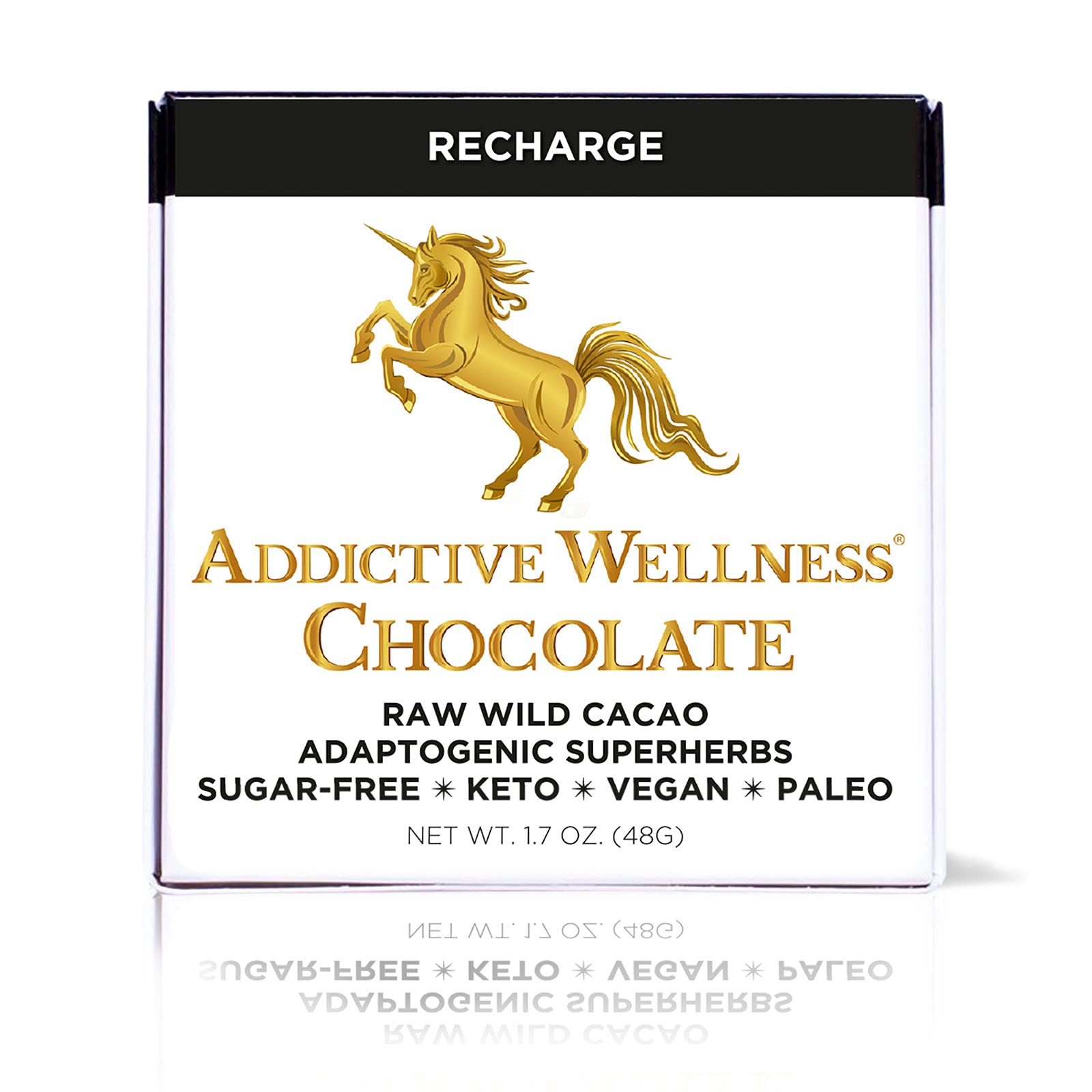 Addictive Wellness Sugar-Free Raw RECHARGE Chocolate 12 PACK Vegan Paleo & Keto- Purely Superfoods and Adaptogens