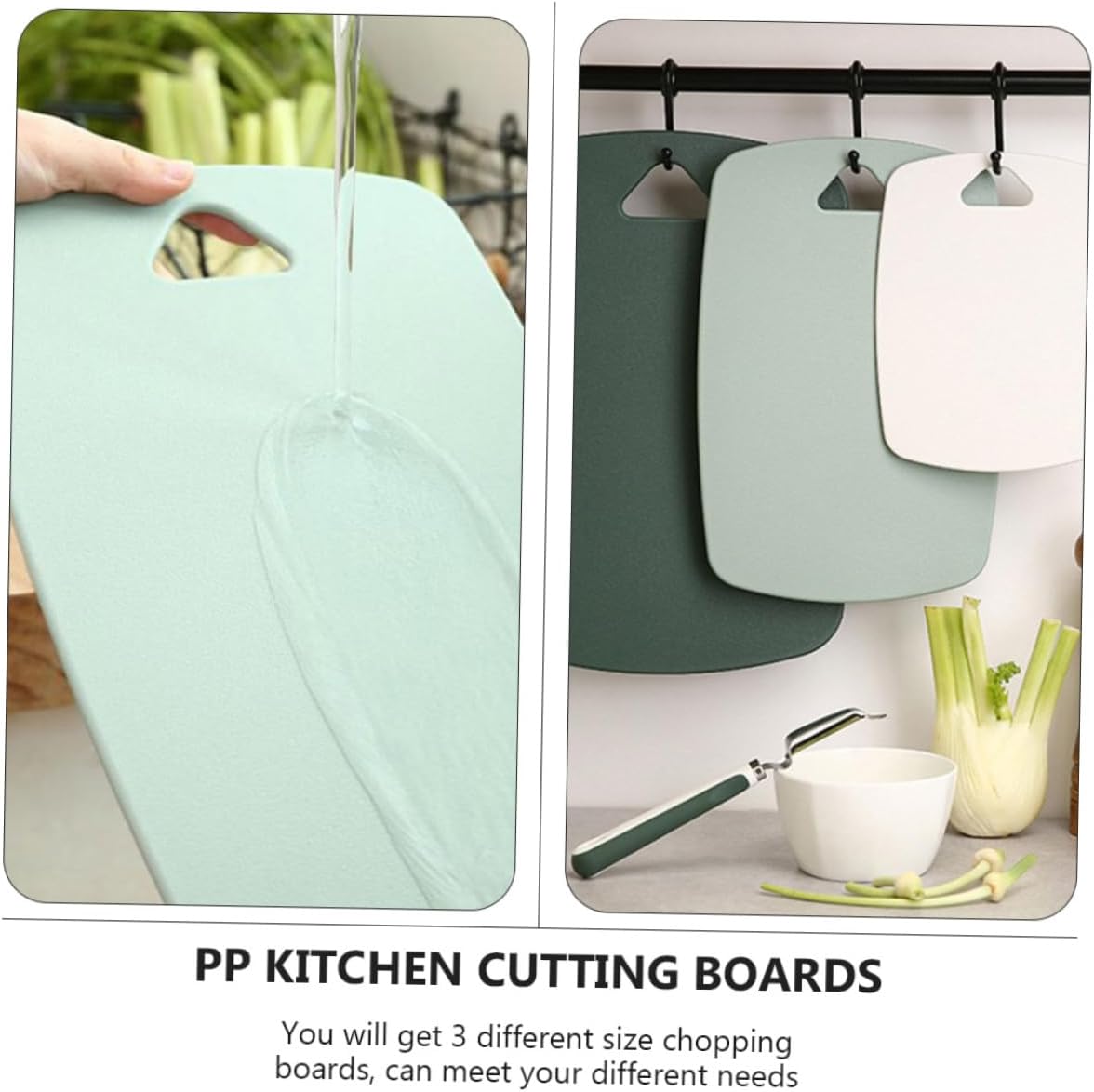 Luxshiny 3-Piece Kitchen Cutting Boards Set Assorted Colors Plastic Non-Slip Easy to Clean for Fruits Vegetables and Baby Food Preparation