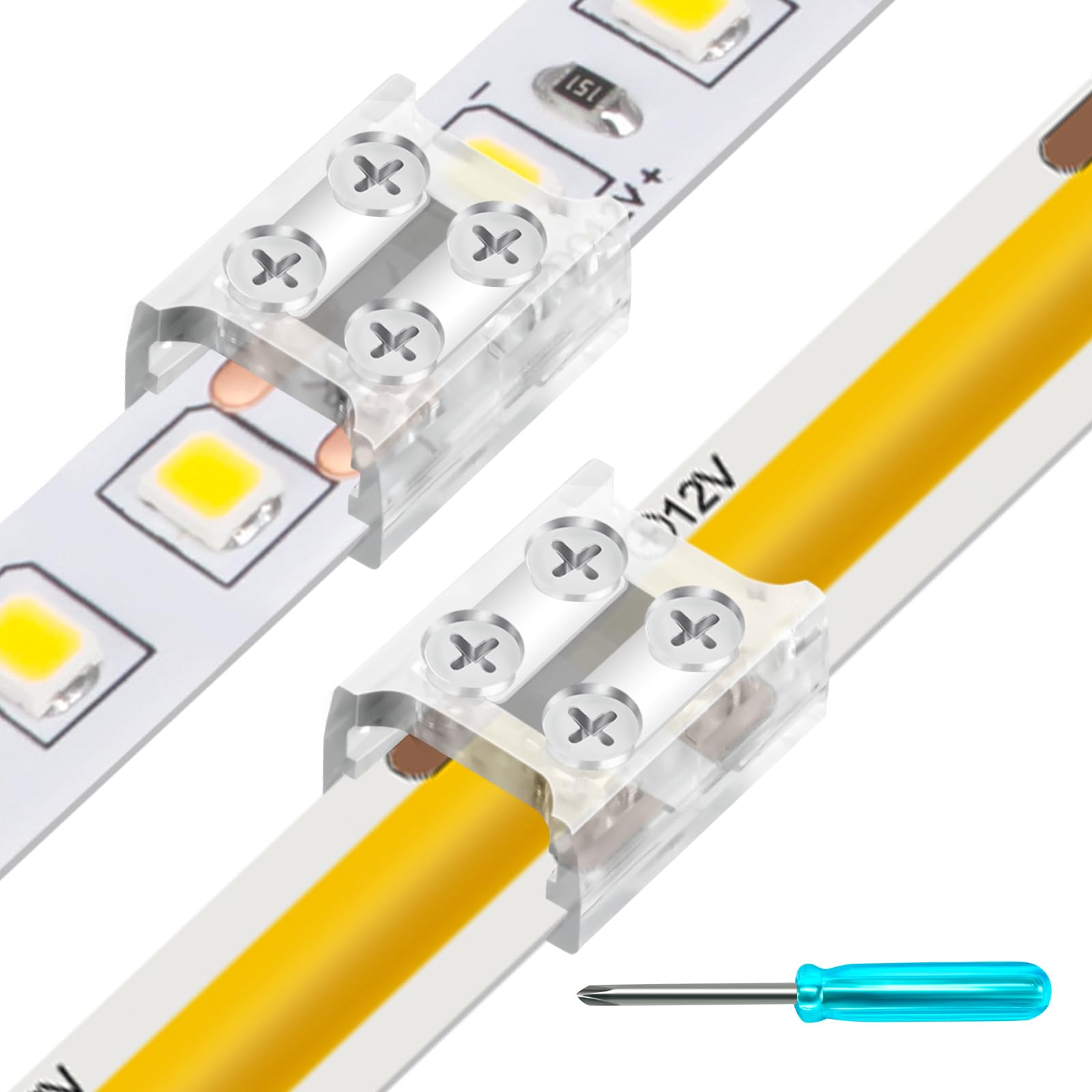 VIPMOON 12 Pack 2 Pin 10mm LED Strip Connectors