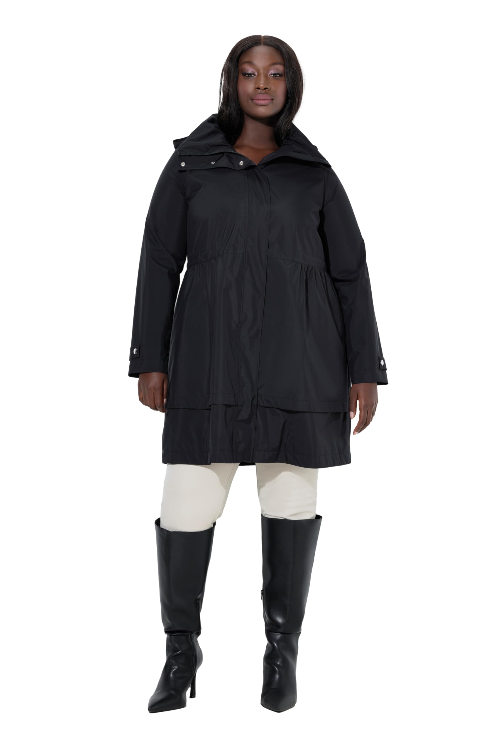 Ulla Popken Damen große Größen Übergrößen Plus Size Sympatex-Mantel, wasserdicht, Stehkragen, Zipptaschen 845627