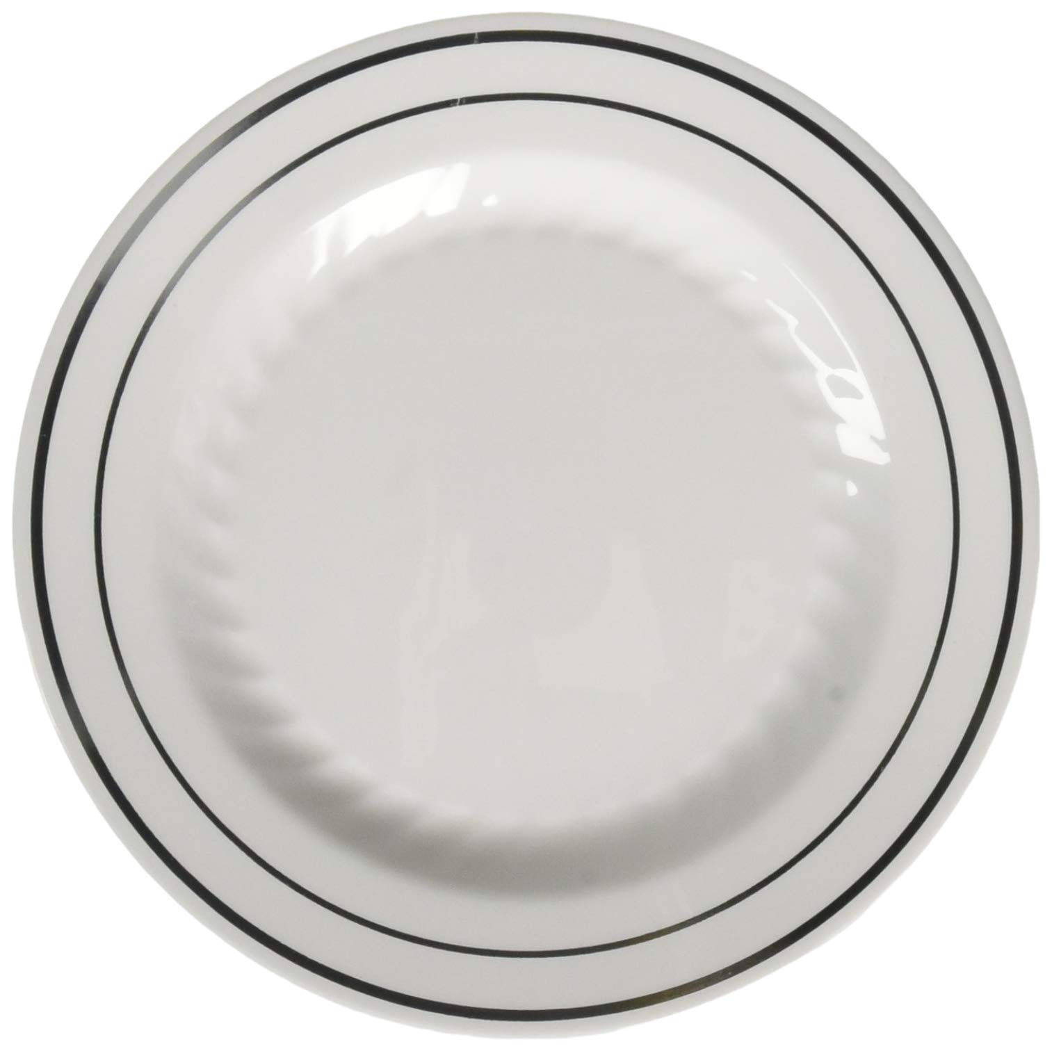 Fineline Settings Silver Splendor White With Silver Round China-Like 6" Plate 150 Pieces