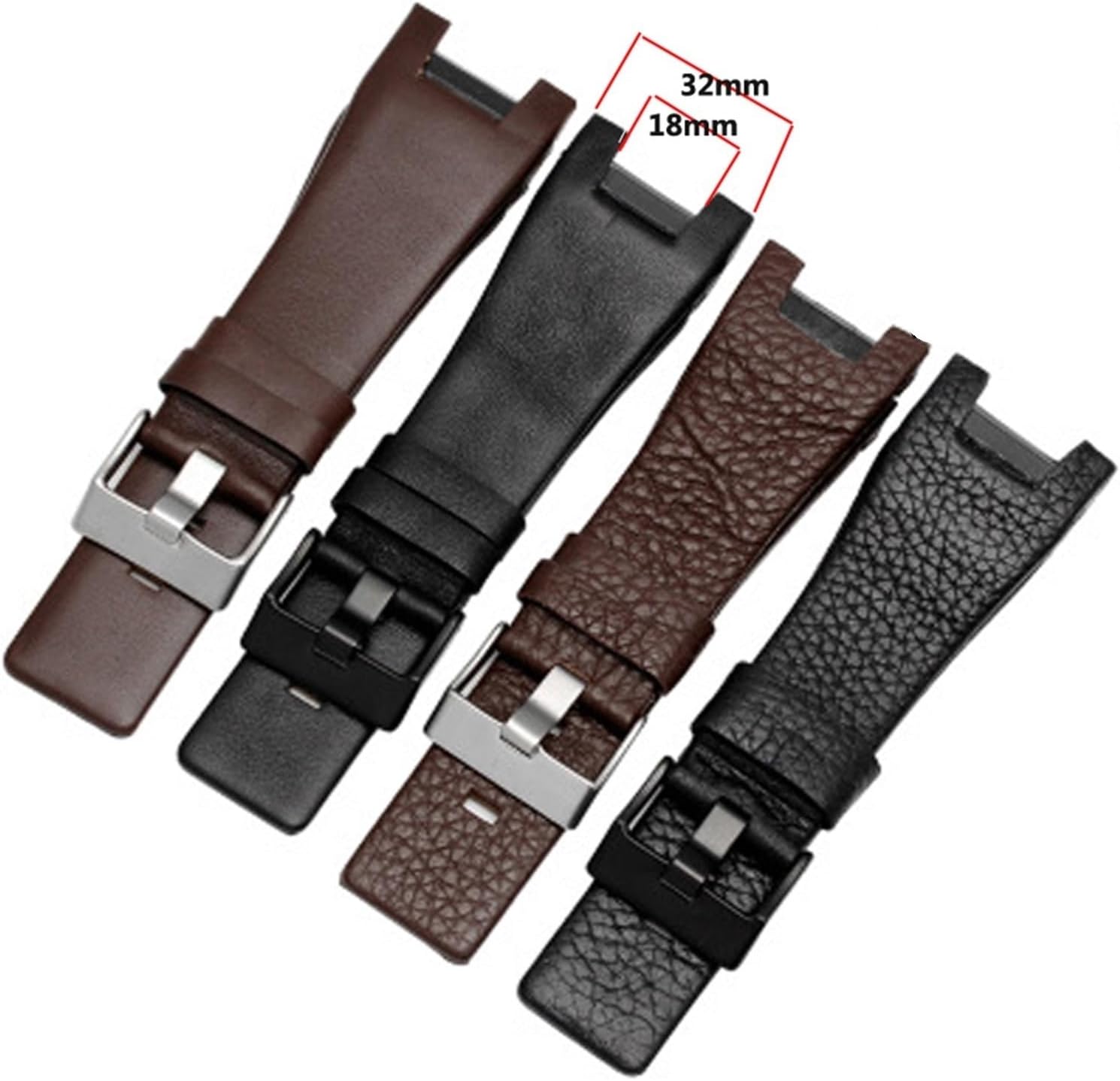 MJMT06 Genuine Leather Watch Strap Compatible with Diesel DZ1216 DZ1273 DZ4246 DZ4247 DZ4287 Bracelet Mens Watchband Wristwatches Notch Band 32mm