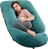 Vista 8 de Almohada de embarazo de cuerpo completo para mujeres - Almohada de maternidad en forma de U de 57 pulgadas con funda extraíble lavable, soporte
