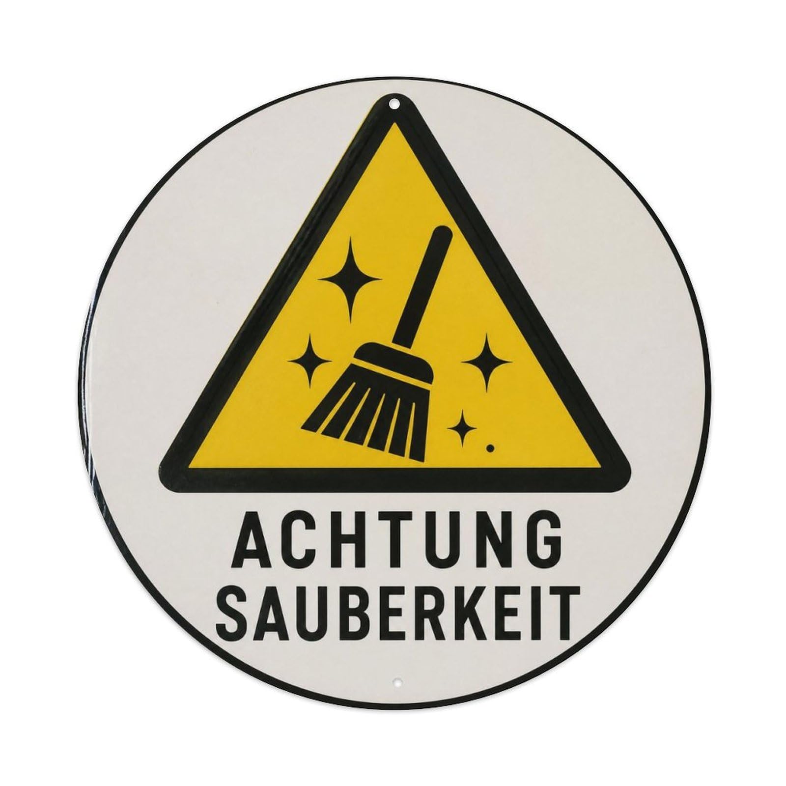 Olyhtr 8X8inch Classic Style Queue Etiquette Comedy Lettering German Rustic Badge Metal Tin Sign