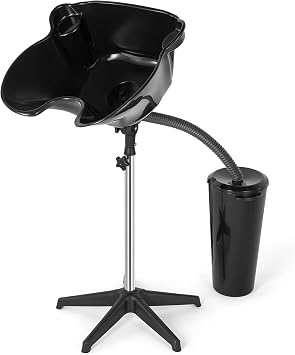 Portable Shampoo Bowl Deep Sink Shampoo Basin Stand Adjustable Height Hair Washing Basin with Drain Hose
