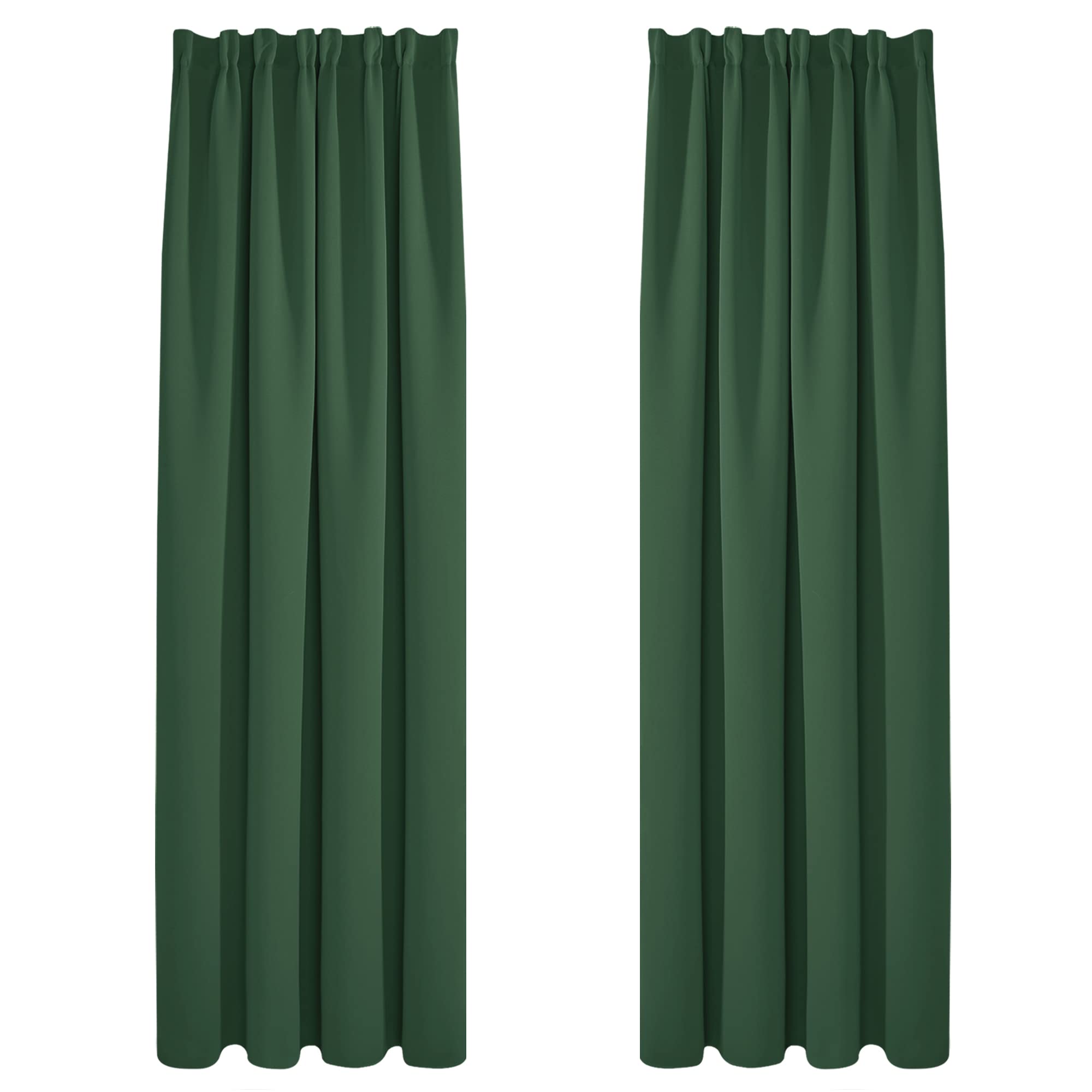Deconovo Vorhänge Verdunkelungsvorhänge mit Kräuselband Thermovorhänge Gardine Vorhänge, 240x140 cm(HöhexBreite), Waldgrün, 2er Set