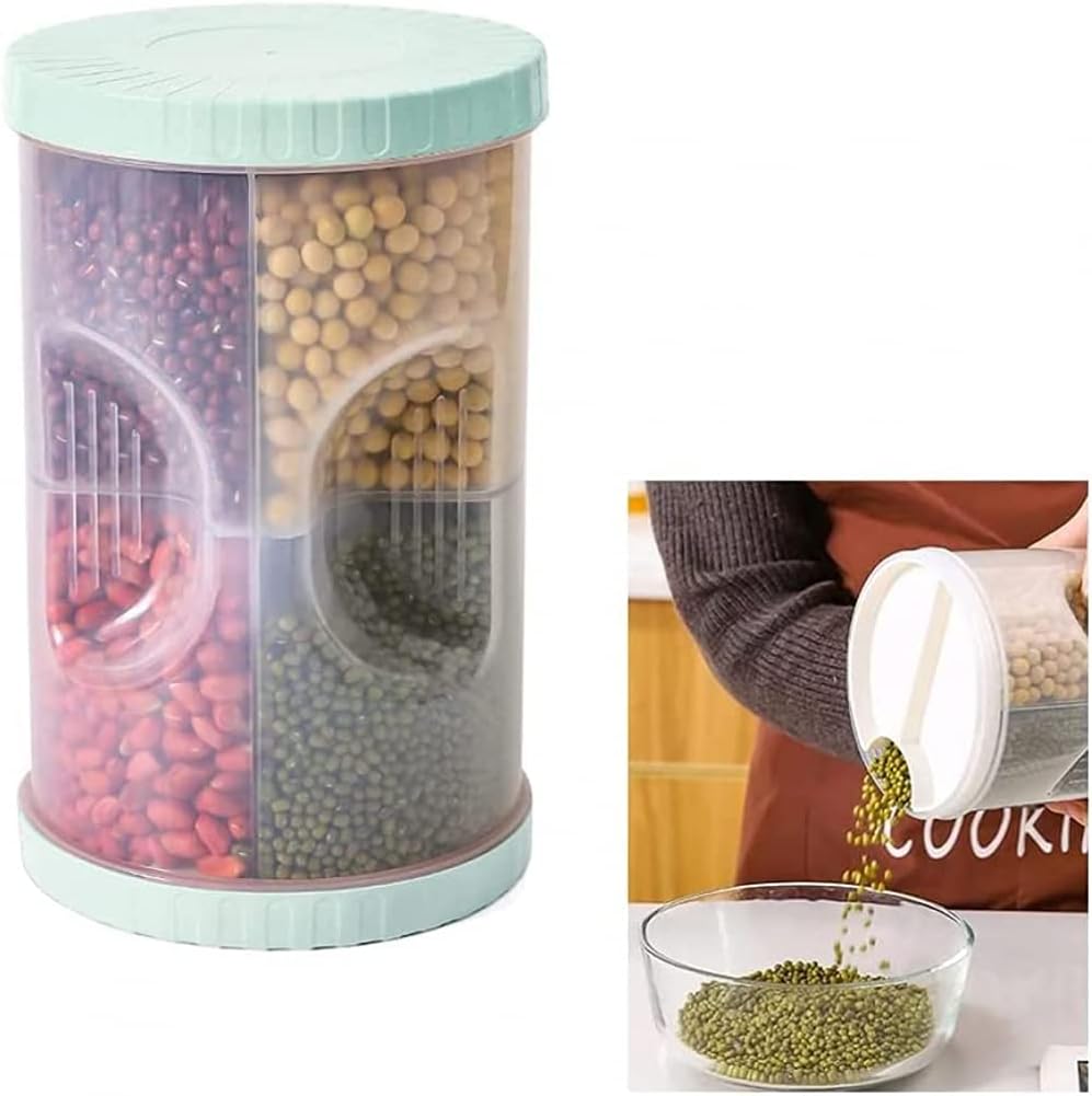 4 in 1 Grain Storage Container, Rice Bucket, Airtight Container, for Coffee,-Green